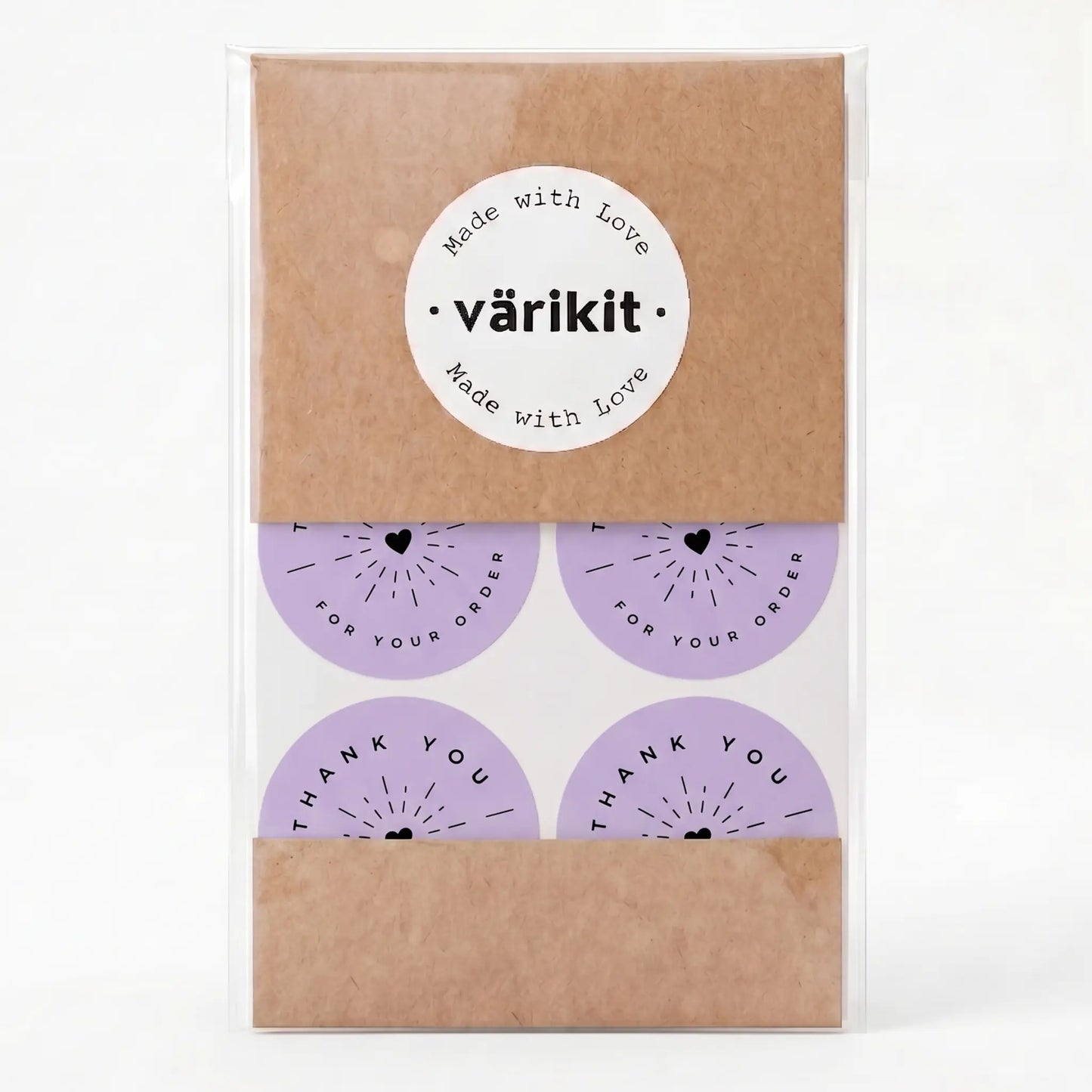 Purple and black radiant starburst thank you sticker