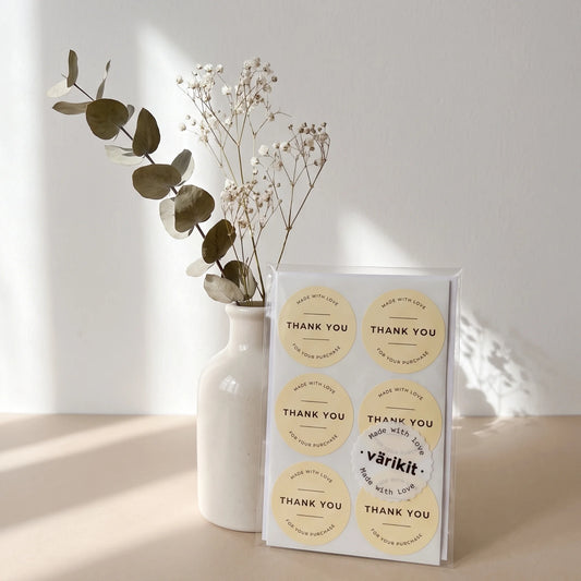 Minimalist Made With Love Stickers for Small Business, Classic Typography Round, 2-Inch Round, 60 Labels | Varikit
