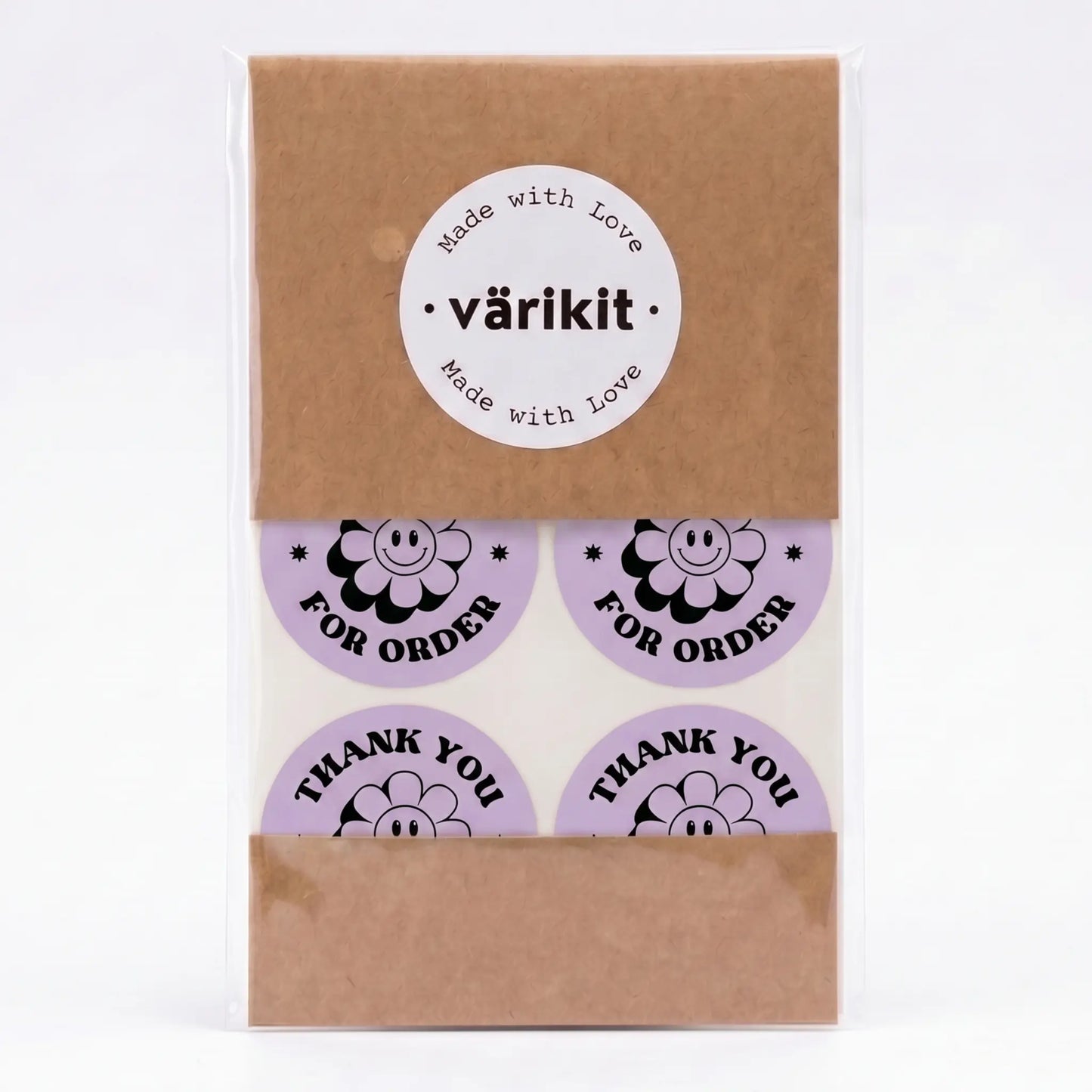 Purple and black retro groovy daisy thank you sticker