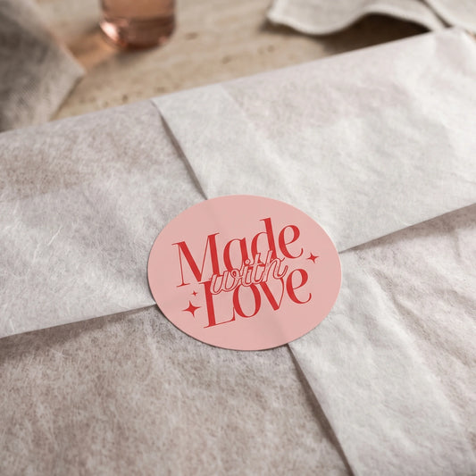 Elegant Luxe Made With Love Stickers for Small Business, Sophisticated Script, 2-Inch Round, 60 Labels | Varikit