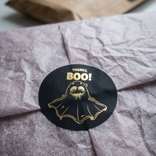 Playful Thank You Stickers for Small Business, Thanks Boo Ghost, 2 Inch Round, 60 Labels | Varikit