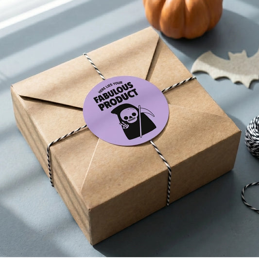 Playful Thank You Stickers for Small Business, Grim Reaper Peace Sign, 2 Inch Round, 60 Labels | Varikit