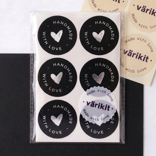 Handmade With Love Stickers for Small Business, Scribbled Heart, 2-Inch Round, 60 Labels | Varikit