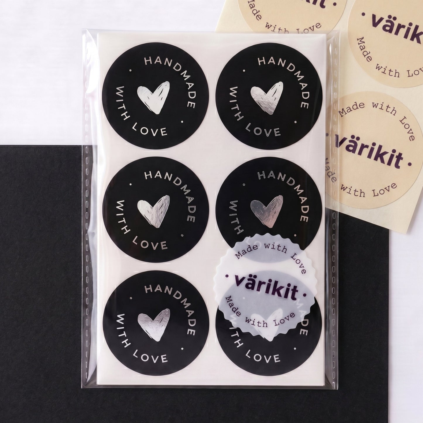 Handmade With Love Stickers for Small Business, Scribbled Heart, 2-Inch Round, 60 Labels | Varikit