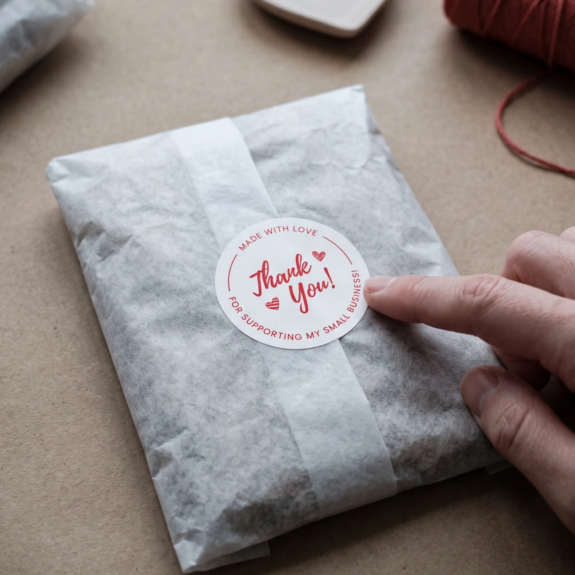 Seal handmade customer gift orders with a refined cursive script paper seal.