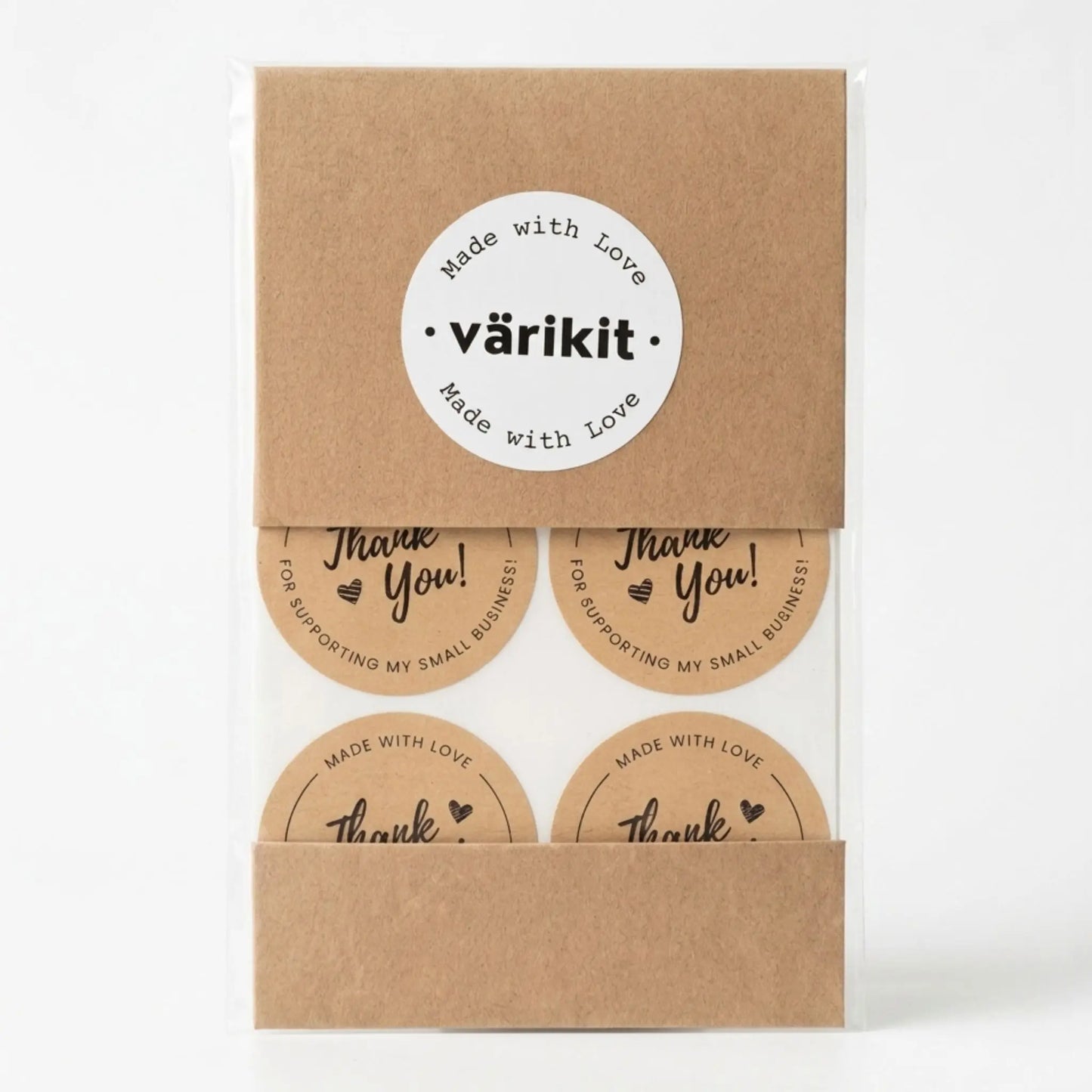 Brown and black cursive script thank you sticker