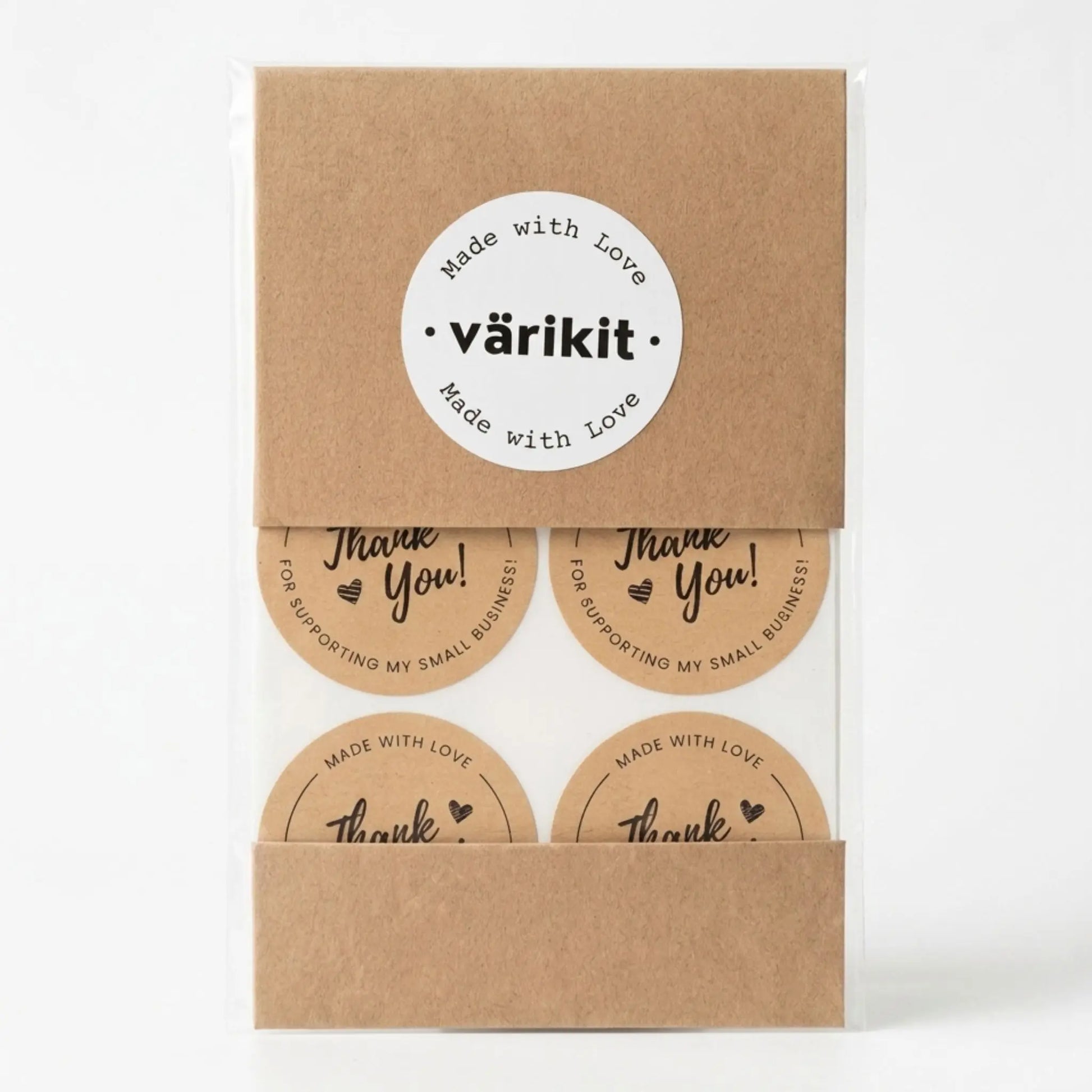 Brown and black cursive script thank you sticker