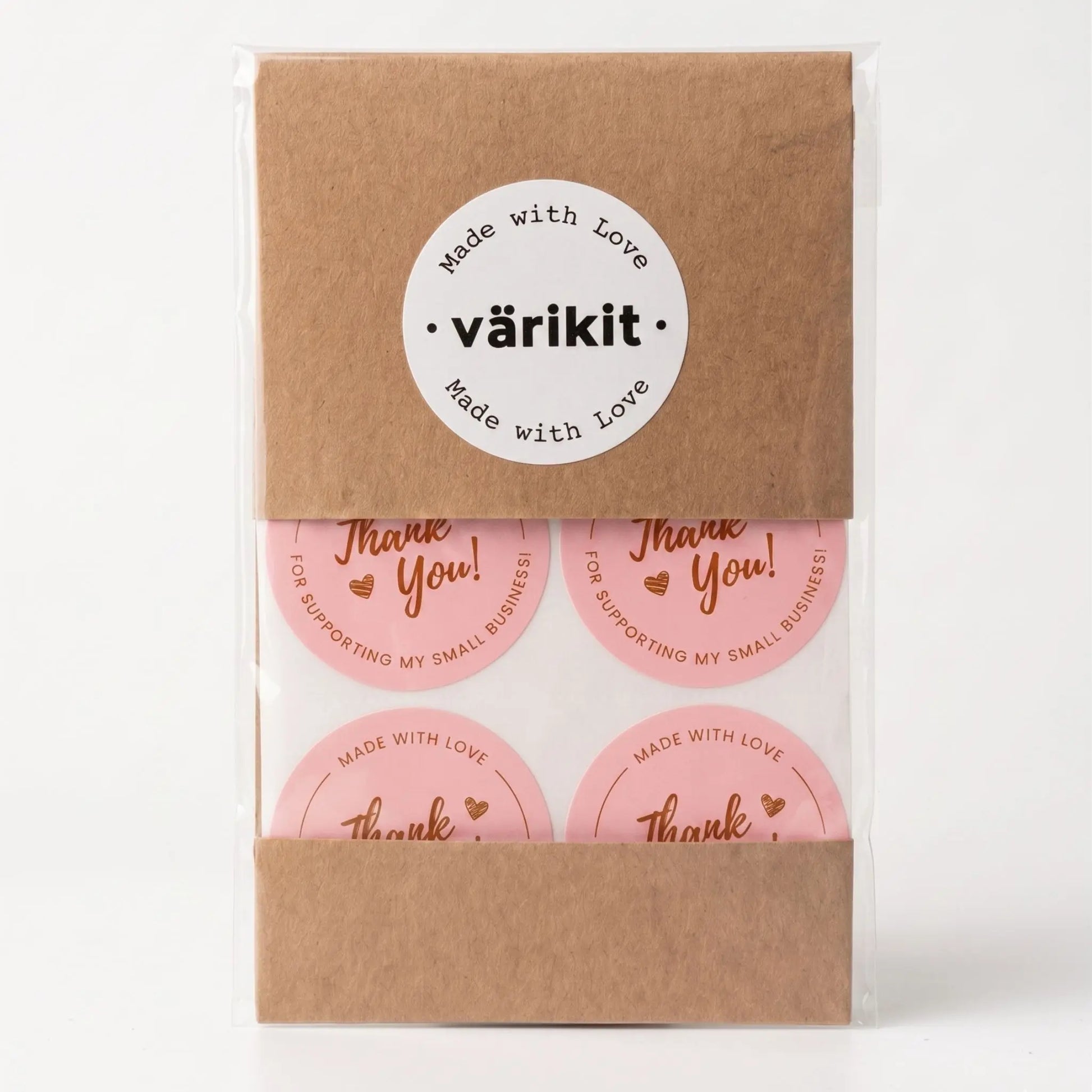 Round thank you label with cursive script design