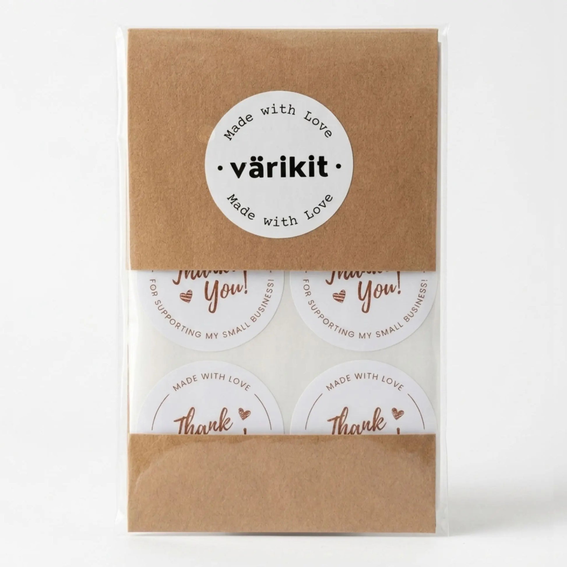 White and coffee cursive script thank you sticker