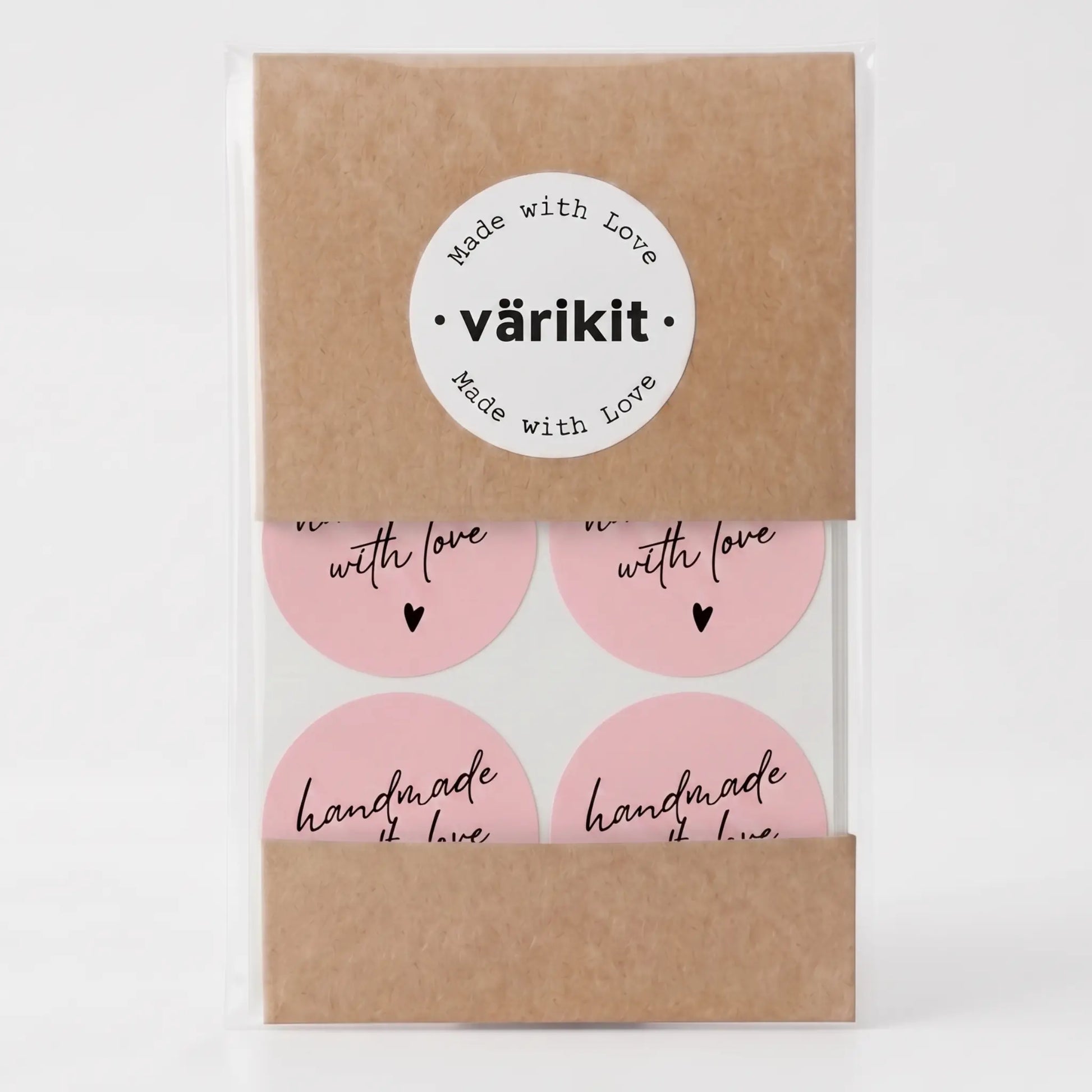 Pink and black handwritten type handmade with love sticker