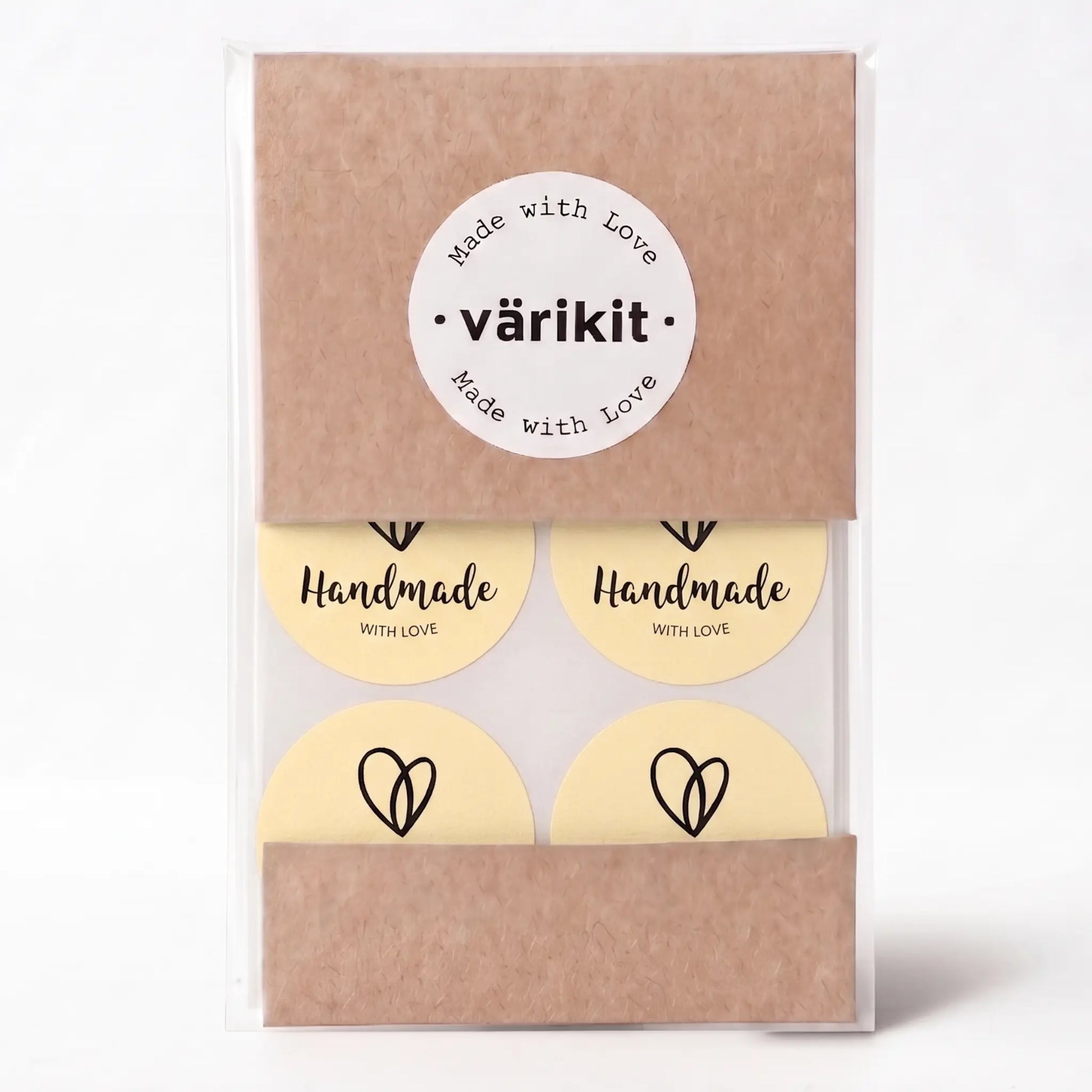 Yellow and black organic heart handmade with love sticker