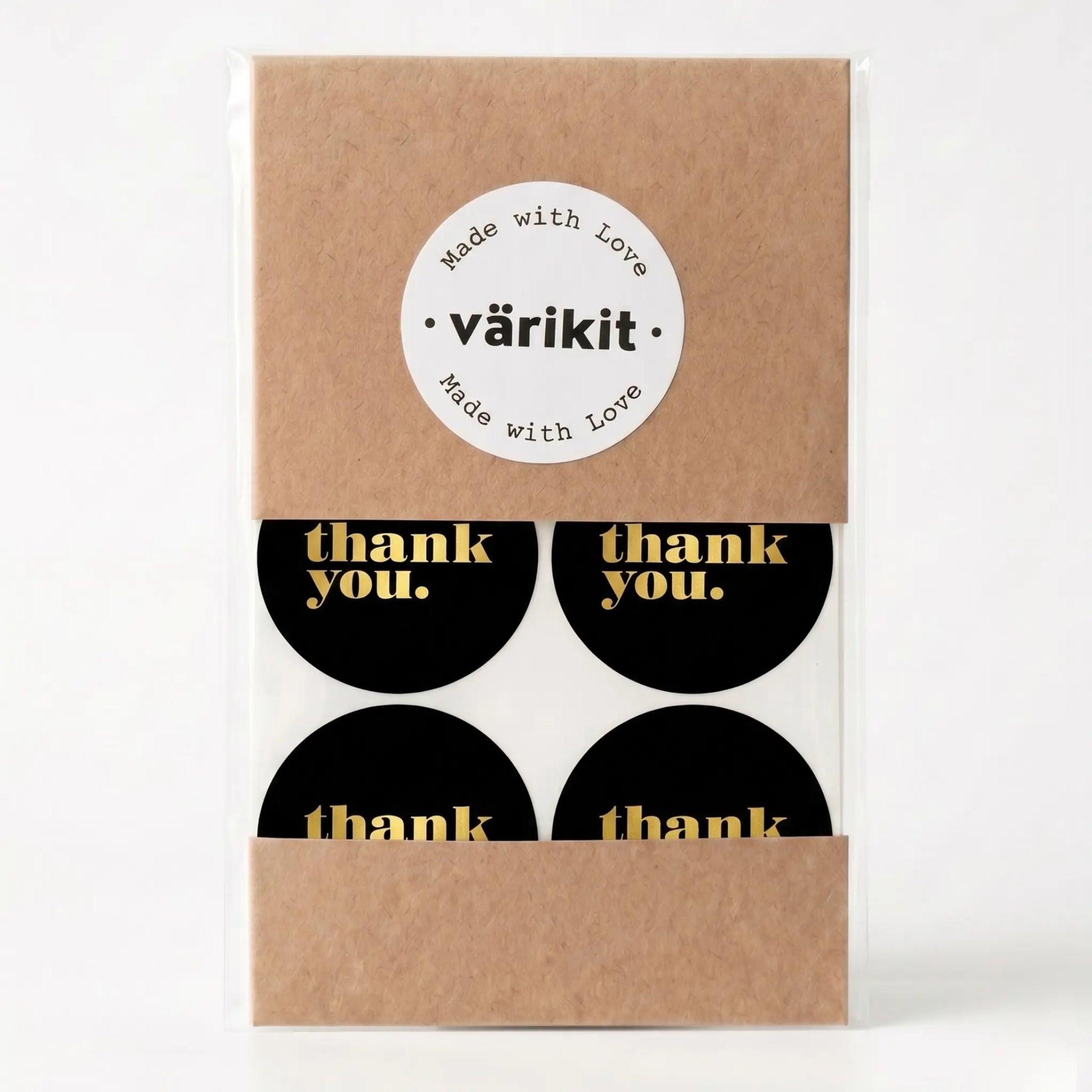 Black and gold foil minimalist bold type thank you sticker