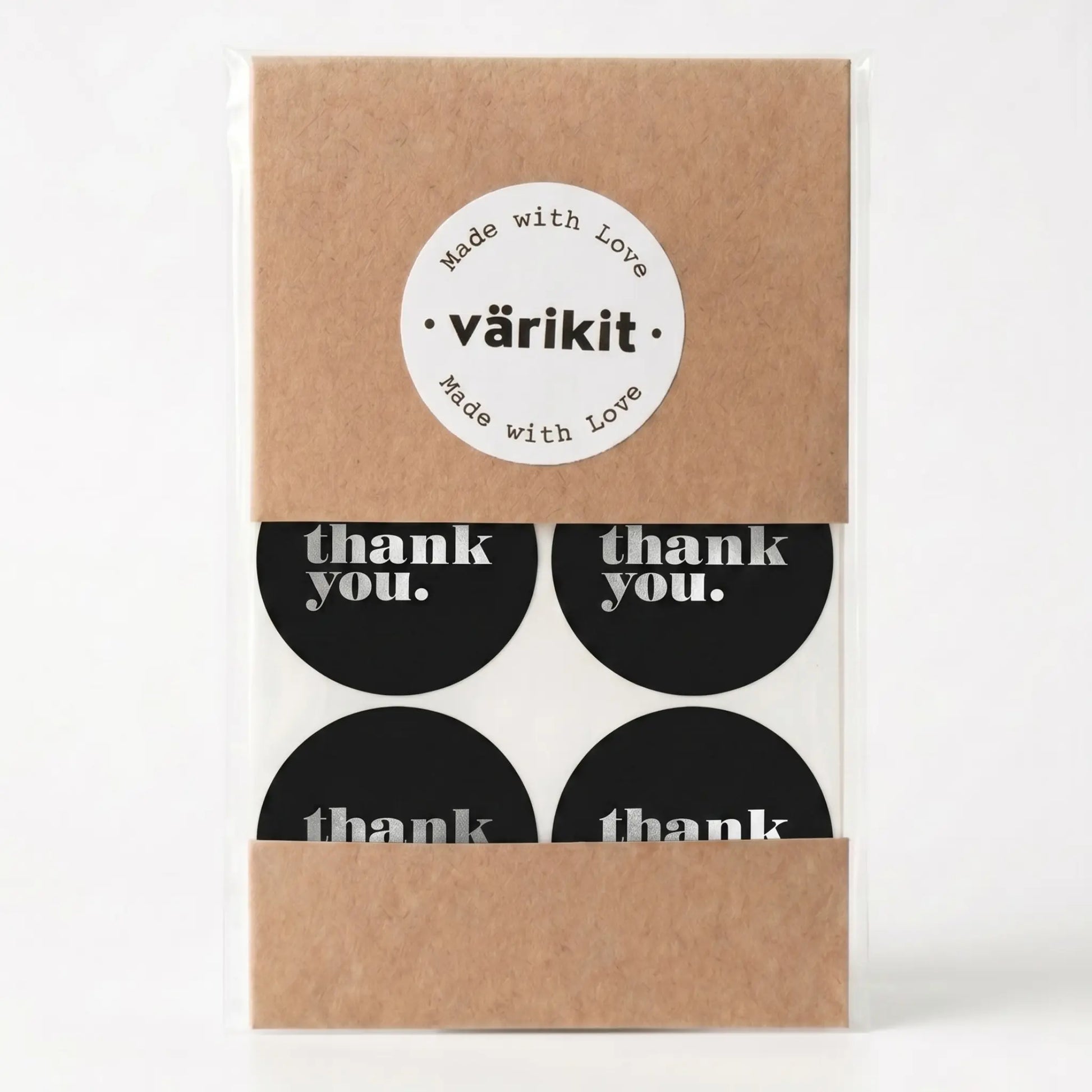 Small business thank you sticker featuring minimalist bold type clean design