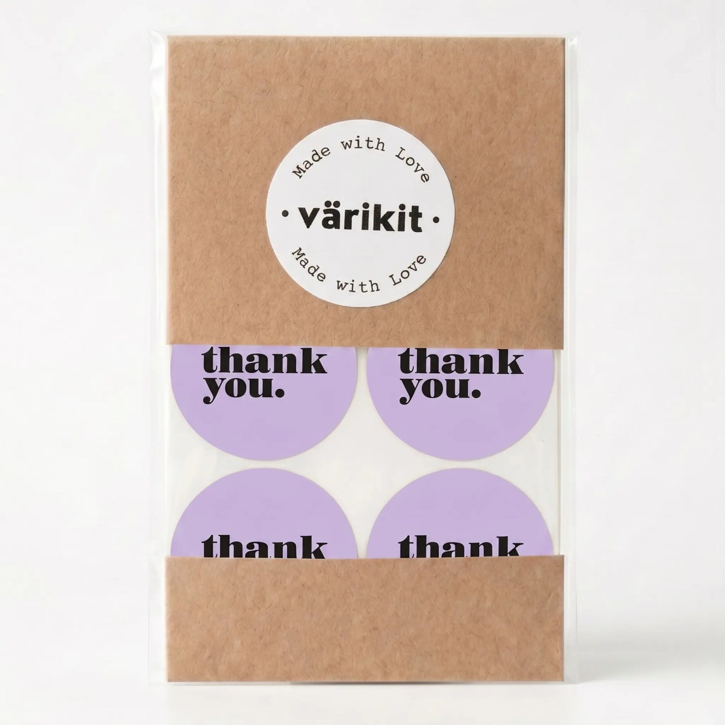 Purple and black minimalist bold type thank you sticker