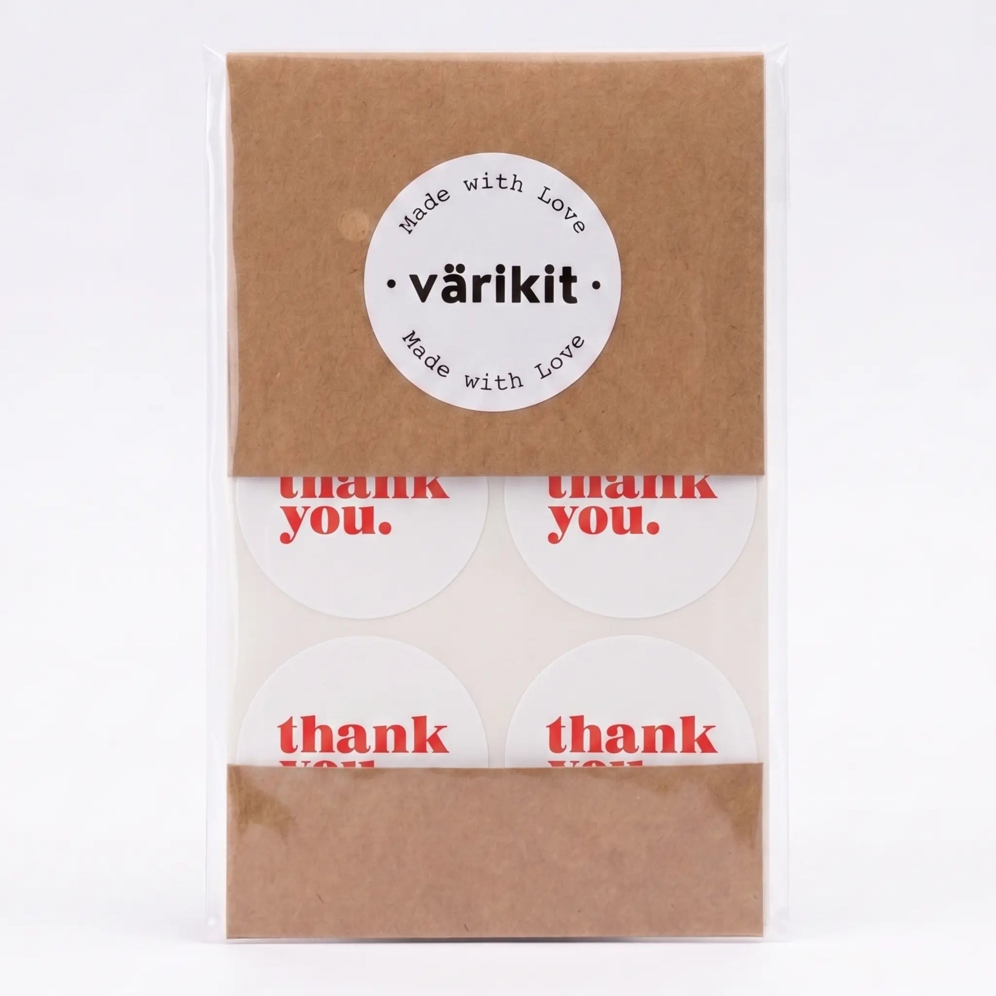 Small business thank you sticker featuring minimalist bold type clean design