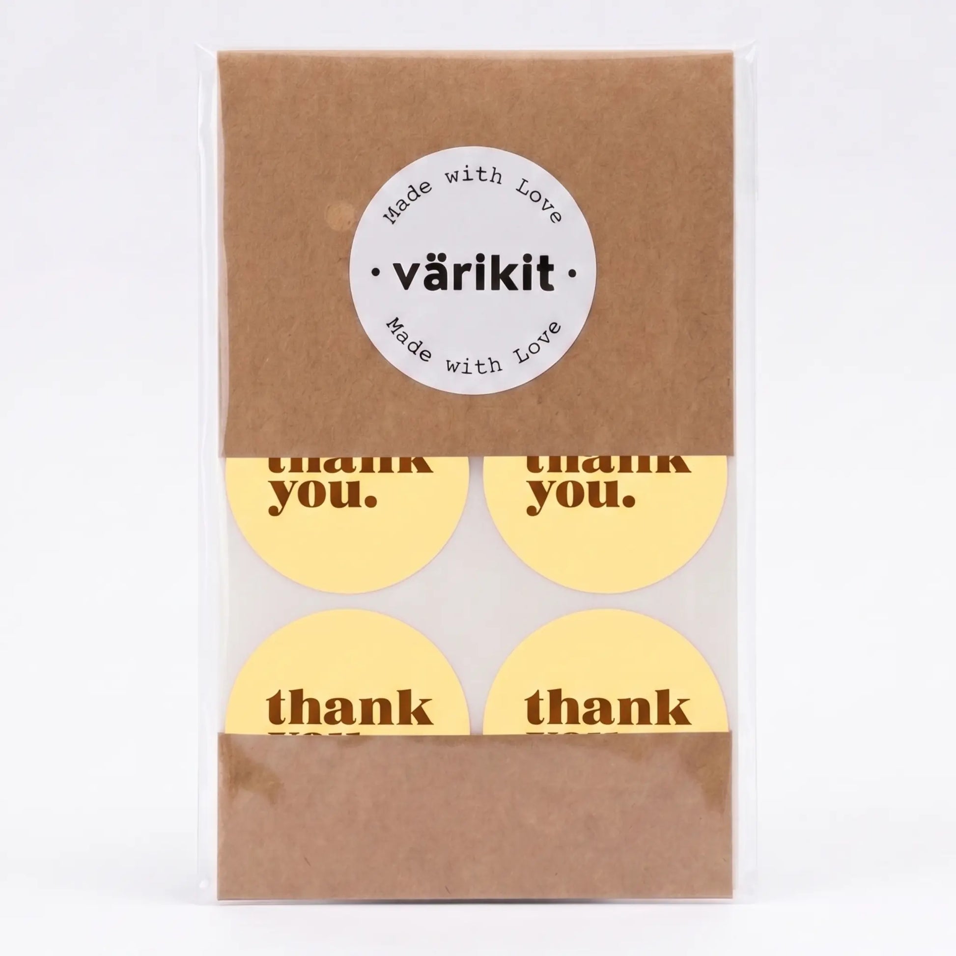 Small business thank you sticker featuring minimalist bold type clean design