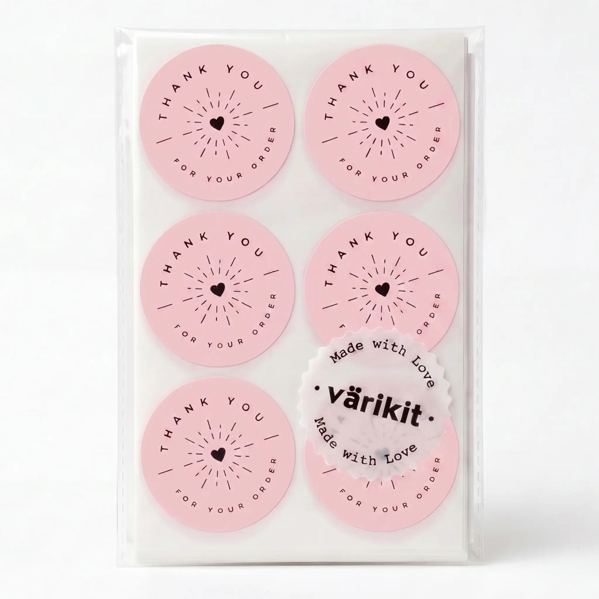 Radiant starburst clean thank you sticker in pink and black