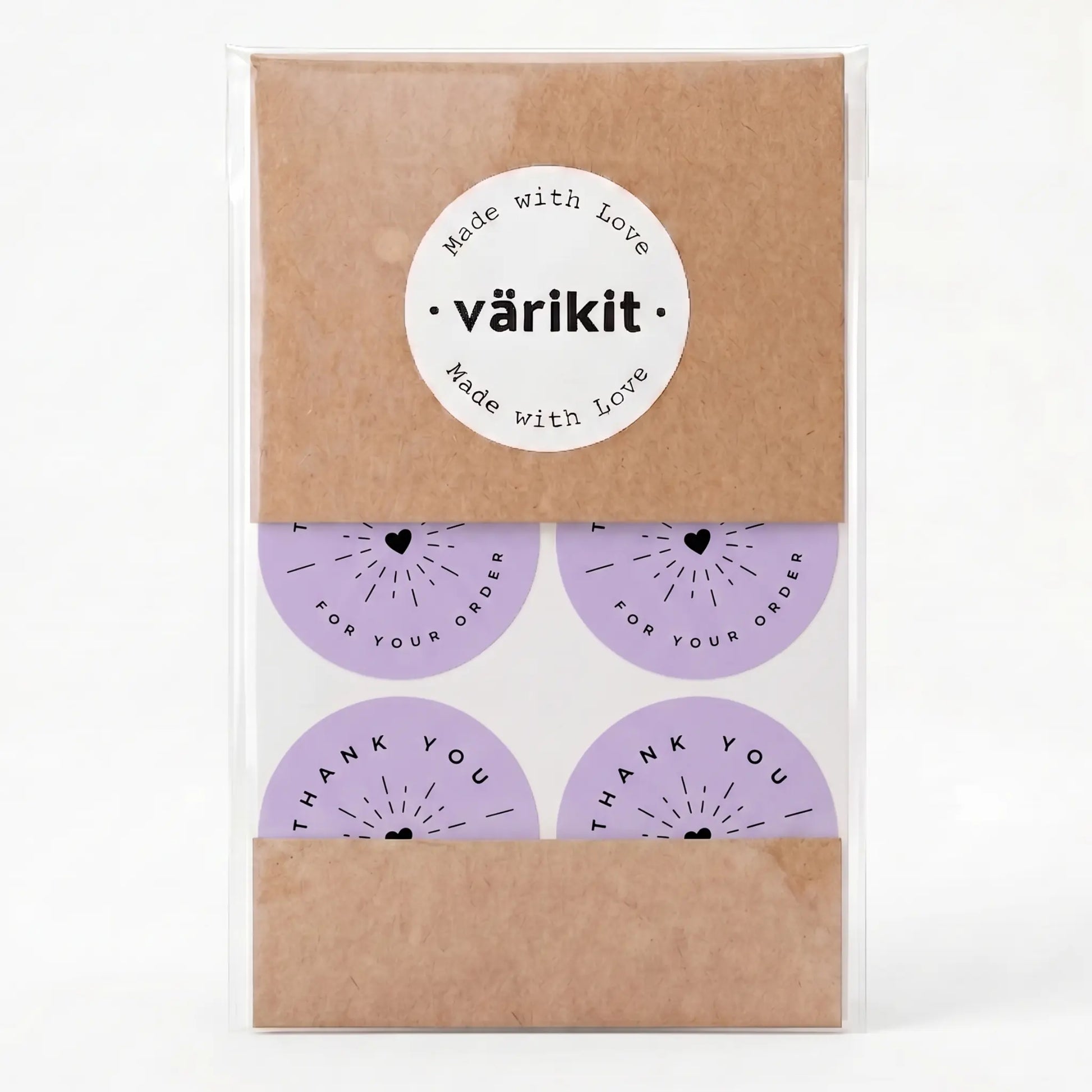 Purple and black radiant starburst thank you sticker