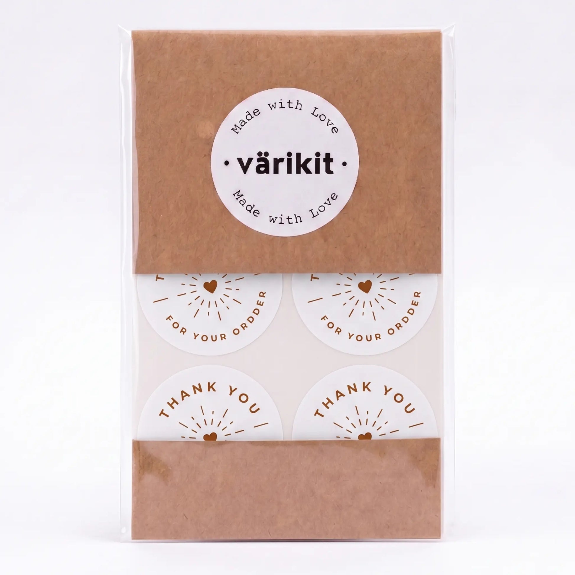 Radiant starburst clean thank you sticker in white and coffee
