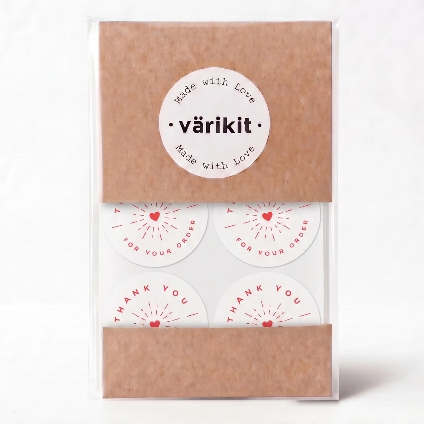 Small business thank you sticker featuring radiant starburst clean design