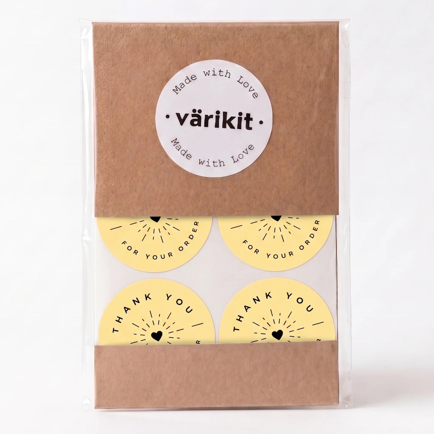 Yellow and black radiant starburst thank you sticker