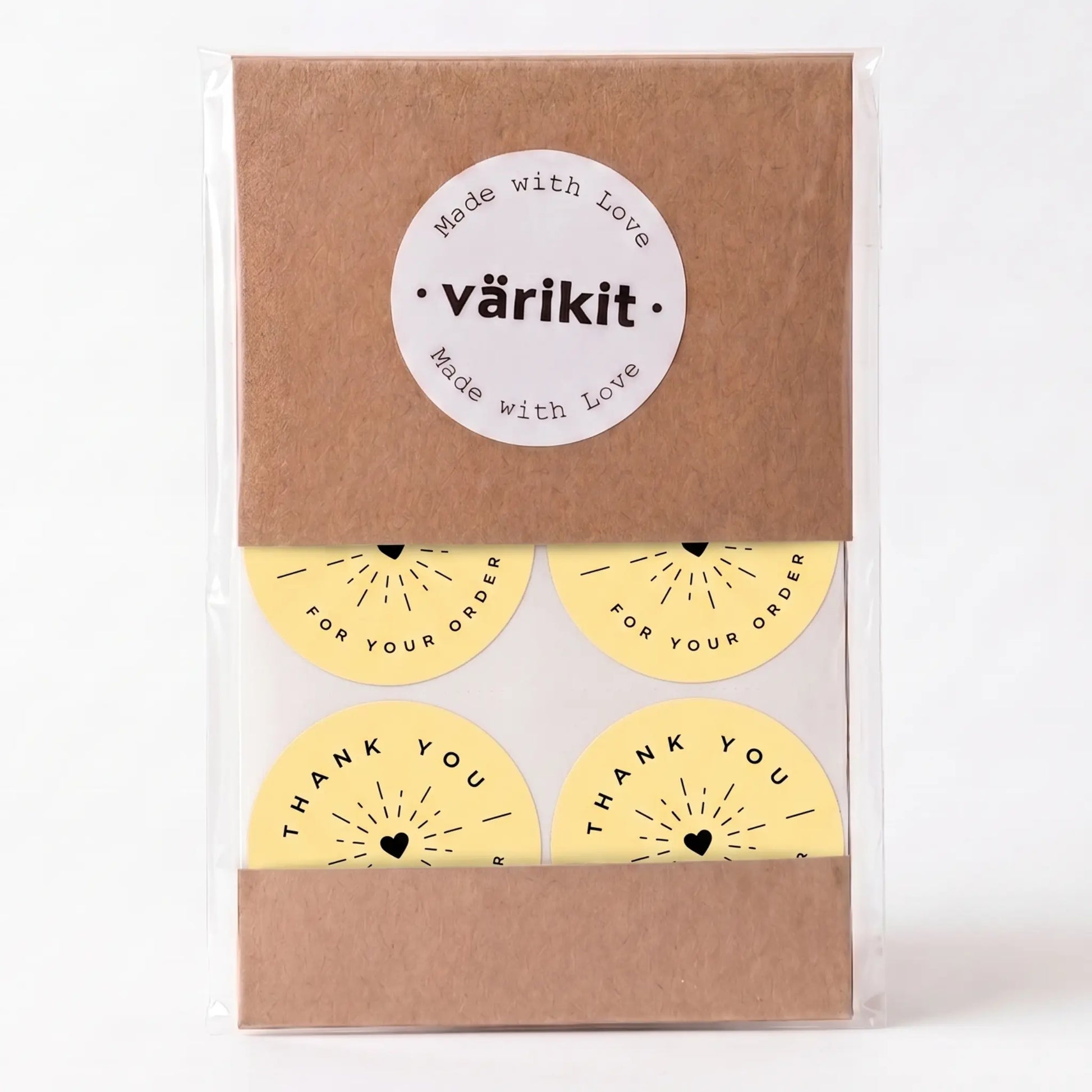 Yellow and black radiant starburst thank you sticker