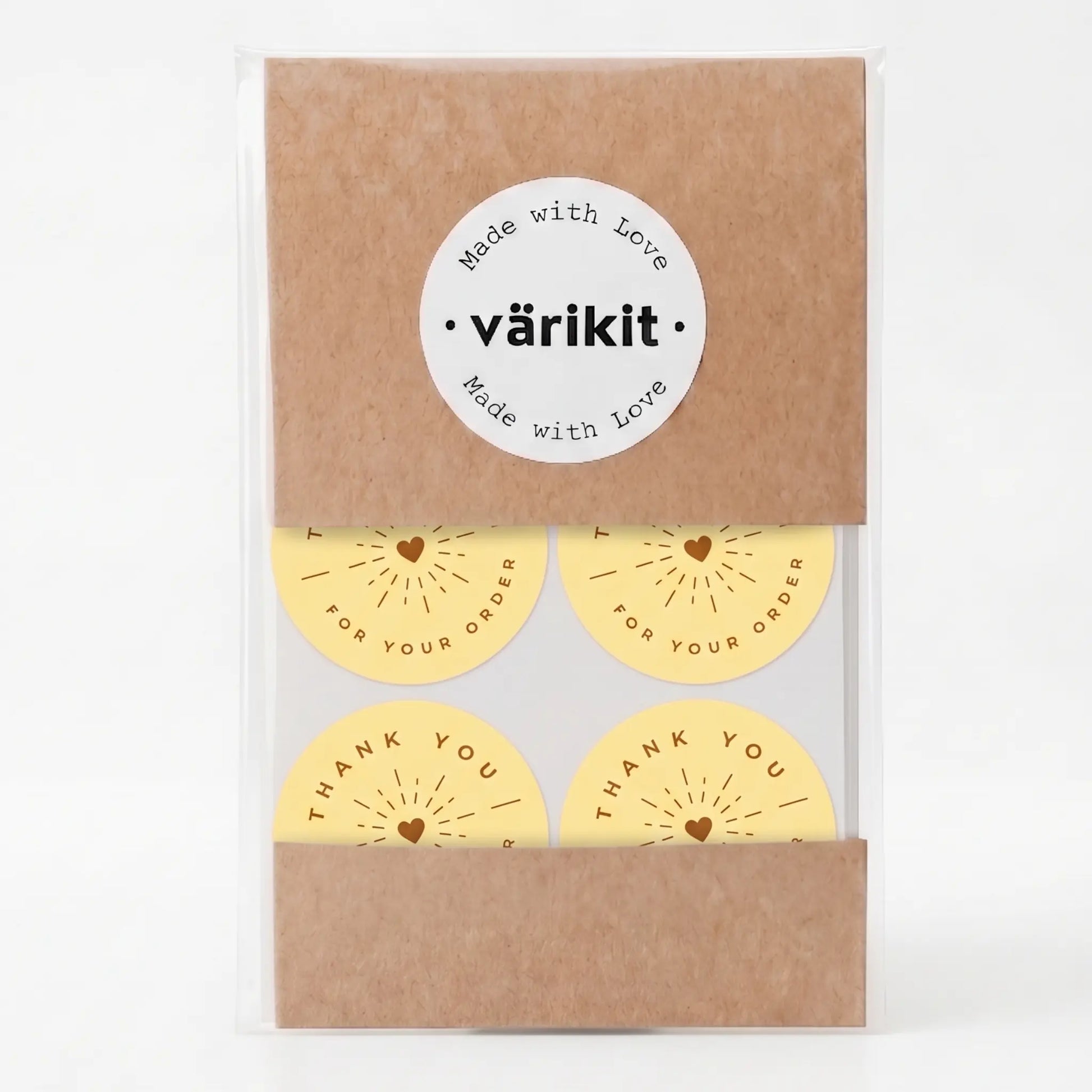 Small business thank you sticker featuring radiant starburst clean design