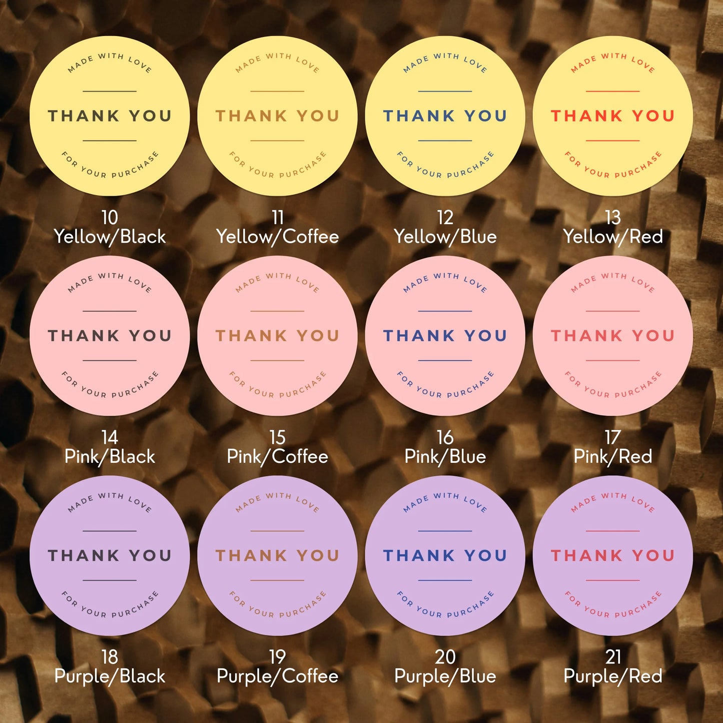 Pegatinas minimalistas de «Hecho con amor» para pequeñas empresas, redondas con tipografía clásica, redondas de 2 pulgadas, 60 etiquetas | Varikit