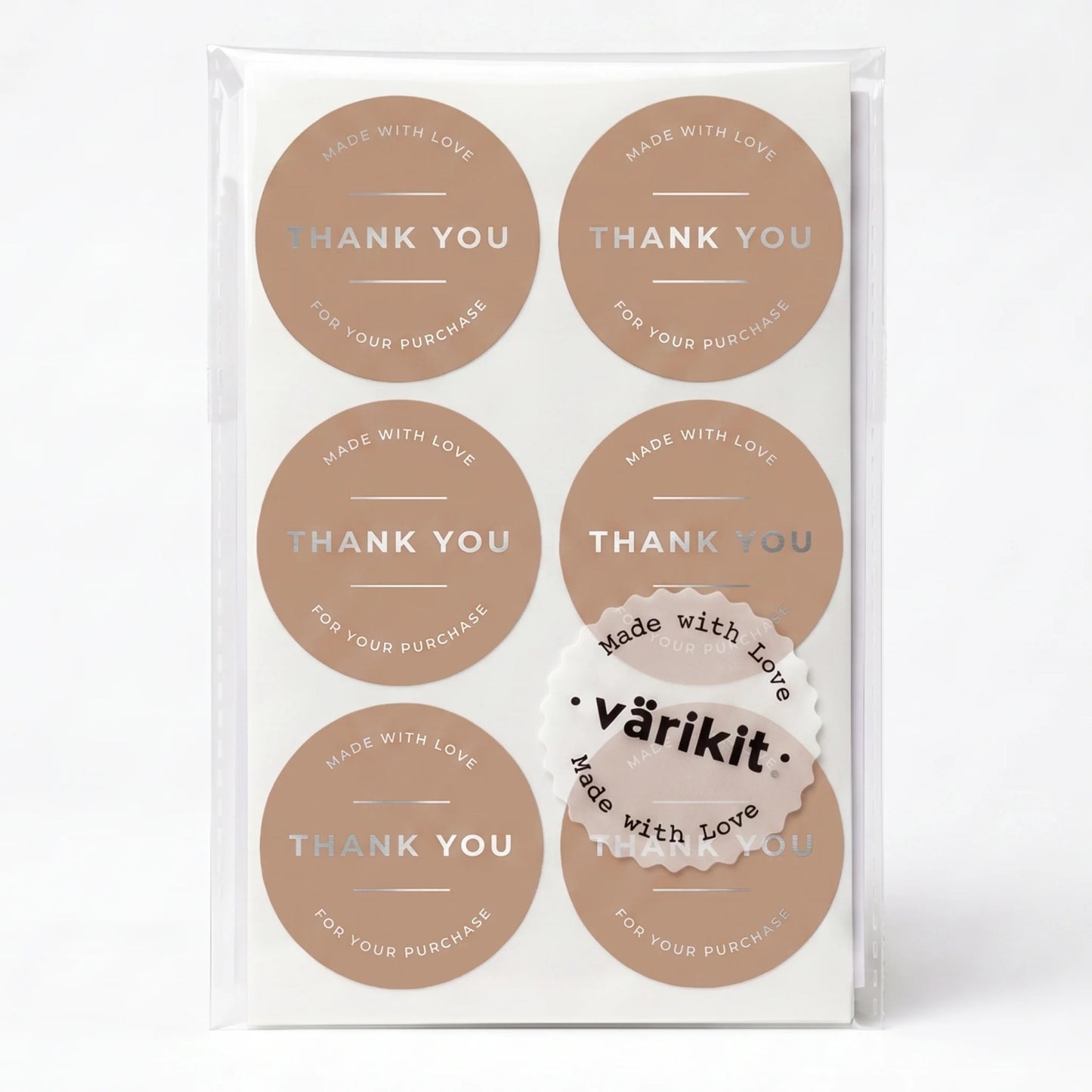 Pegatinas minimalistas de «Hecho con amor» para pequeñas empresas, redondas con tipografía clásica, redondas de 2 pulgadas, 60 etiquetas | Varikit