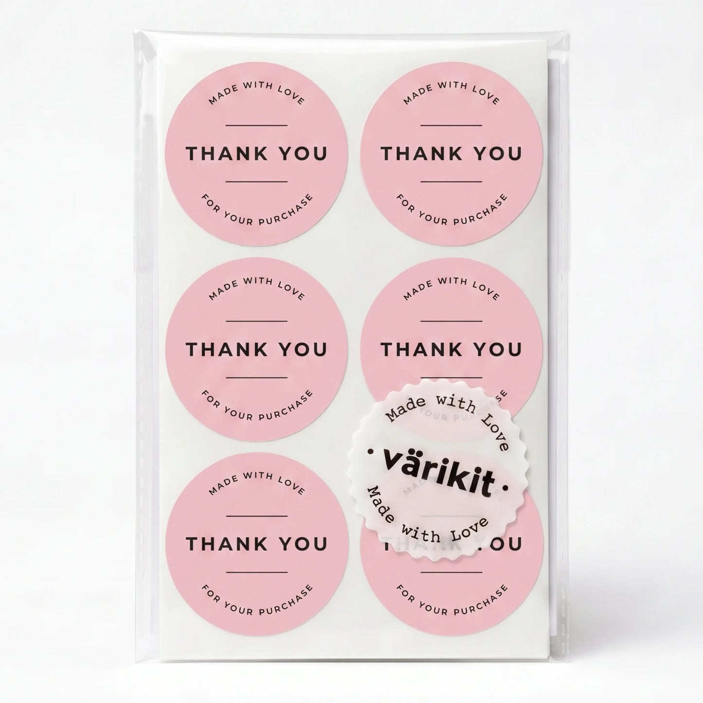 Pegatinas minimalistas de «Hecho con amor» para pequeñas empresas, redondas con tipografía clásica, redondas de 2 pulgadas, 60 etiquetas | Varikit