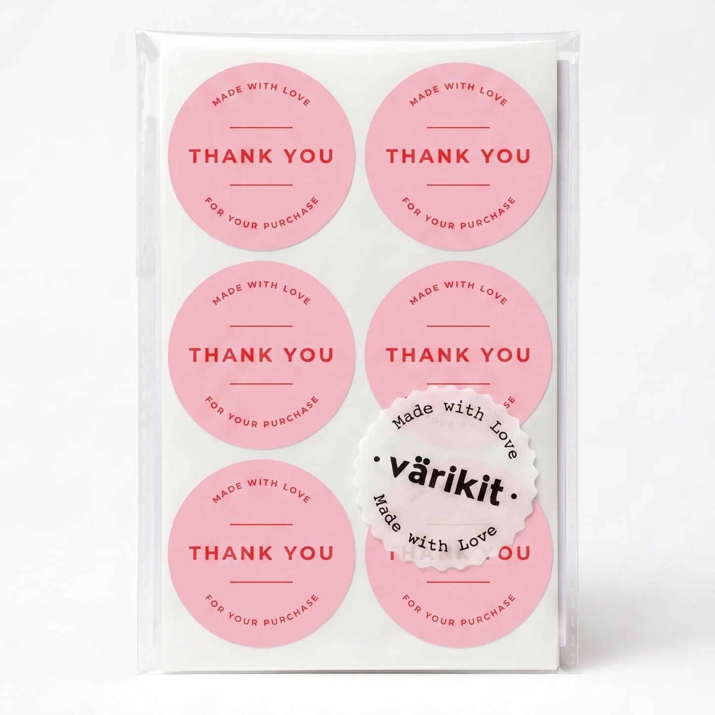 Pegatinas minimalistas de «Hecho con amor» para pequeñas empresas, redondas con tipografía clásica, redondas de 2 pulgadas, 60 etiquetas | Varikit