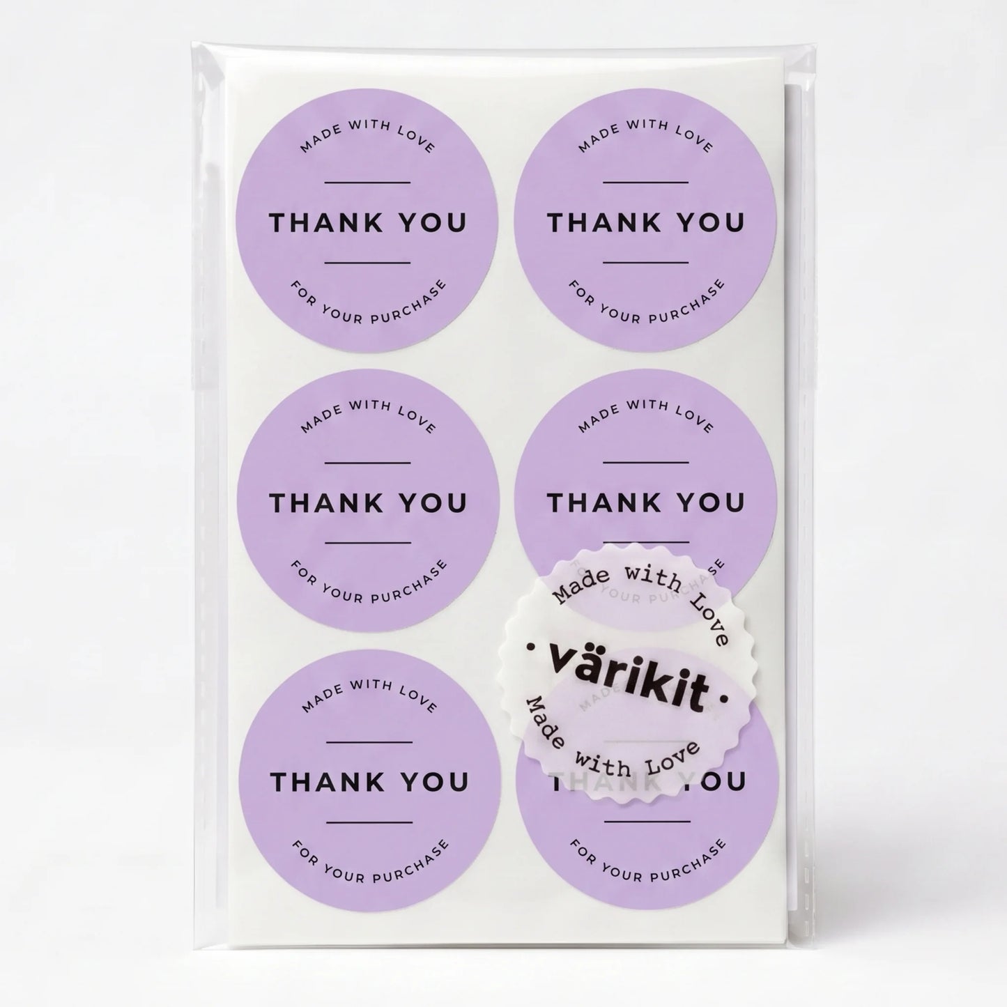 Pegatinas minimalistas de «Hecho con amor» para pequeñas empresas, redondas con tipografía clásica, redondas de 2 pulgadas, 60 etiquetas | Varikit