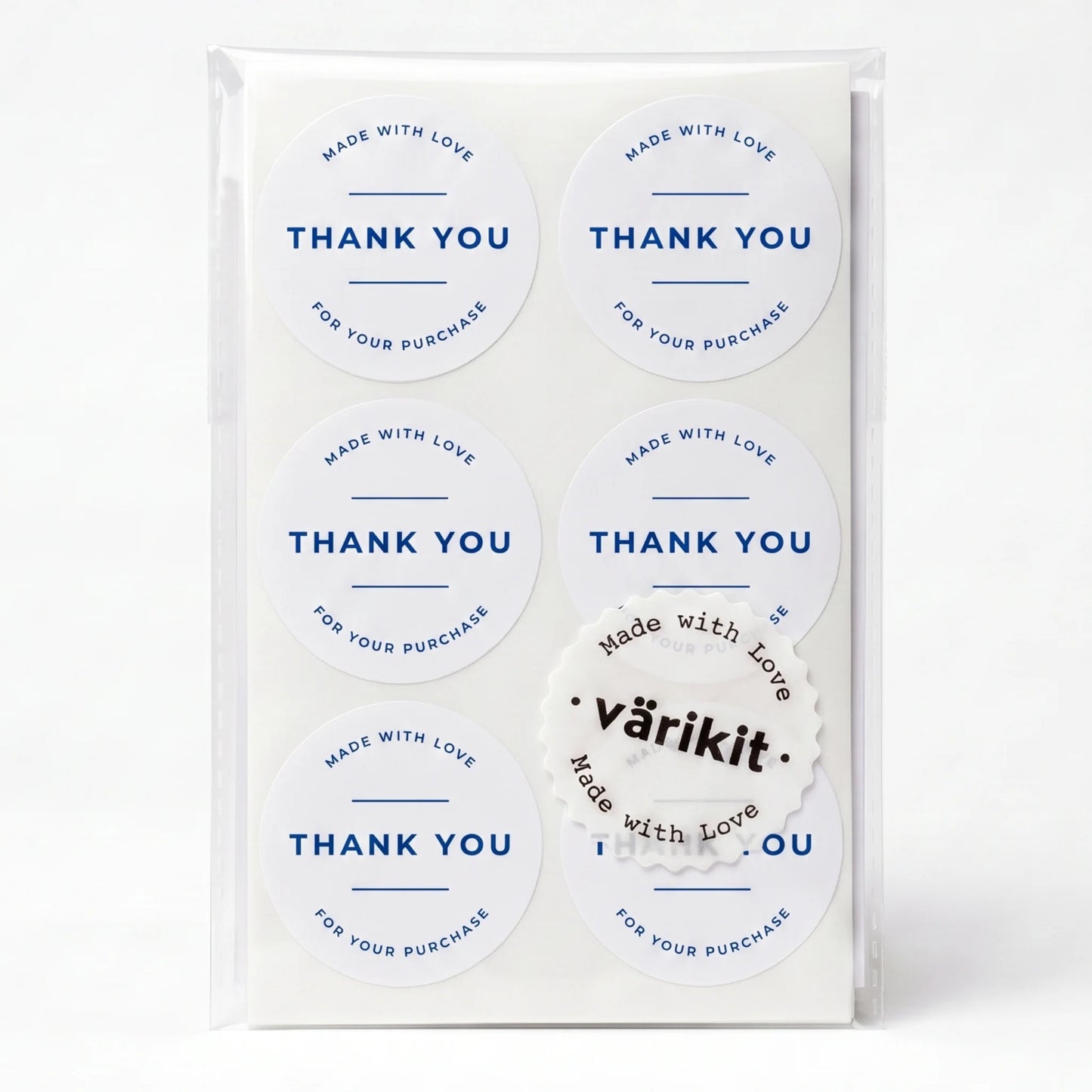 Pegatinas minimalistas de «Hecho con amor» para pequeñas empresas, redondas con tipografía clásica, redondas de 2 pulgadas, 60 etiquetas | Varikit
