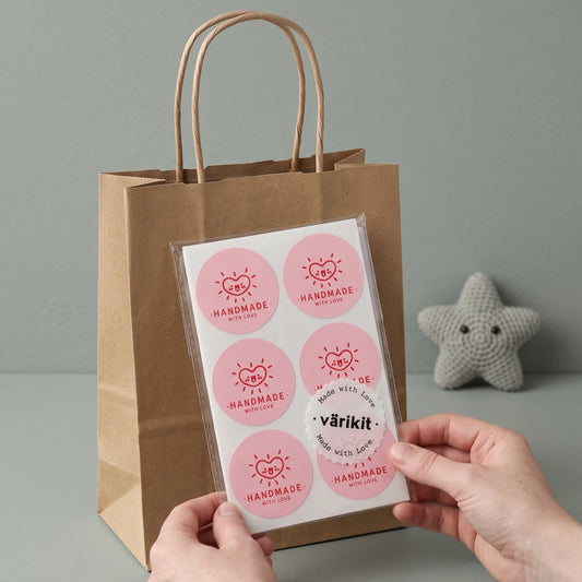 Playful Thank You Stickers for Small Business, Smiling Heart Radiance, 2-Inch Round, 60 Labels | Varikit