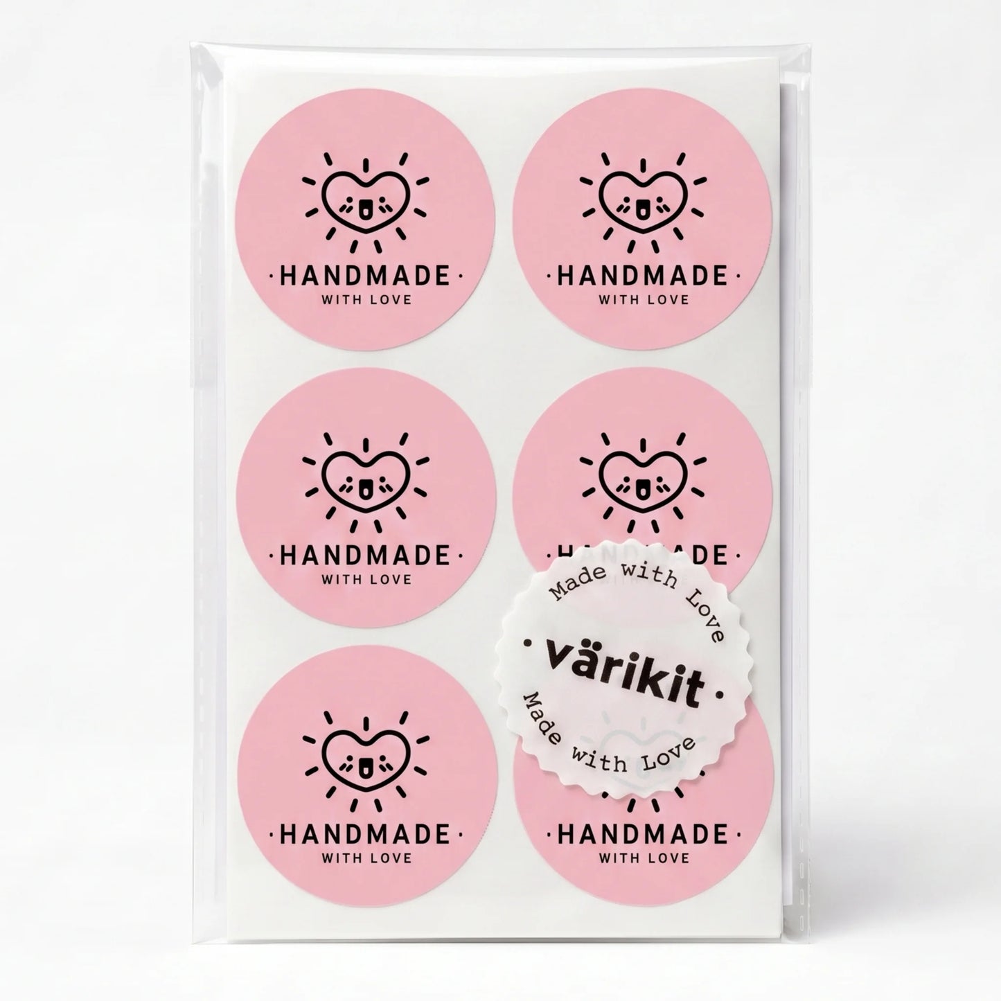Pegatinas divertidas de agradecimiento para pequeñas empresas, corazón radiante sonriente, redondas de 2 pulgadas, 60 etiquetas | Varikit