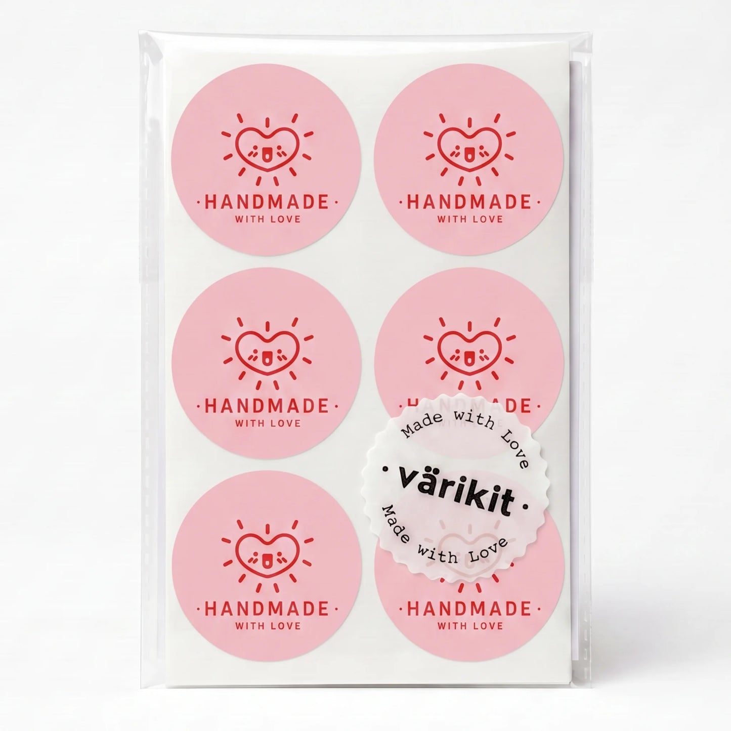 Pegatinas divertidas de agradecimiento para pequeñas empresas, corazón radiante sonriente, redondas de 2 pulgadas, 60 etiquetas | Varikit