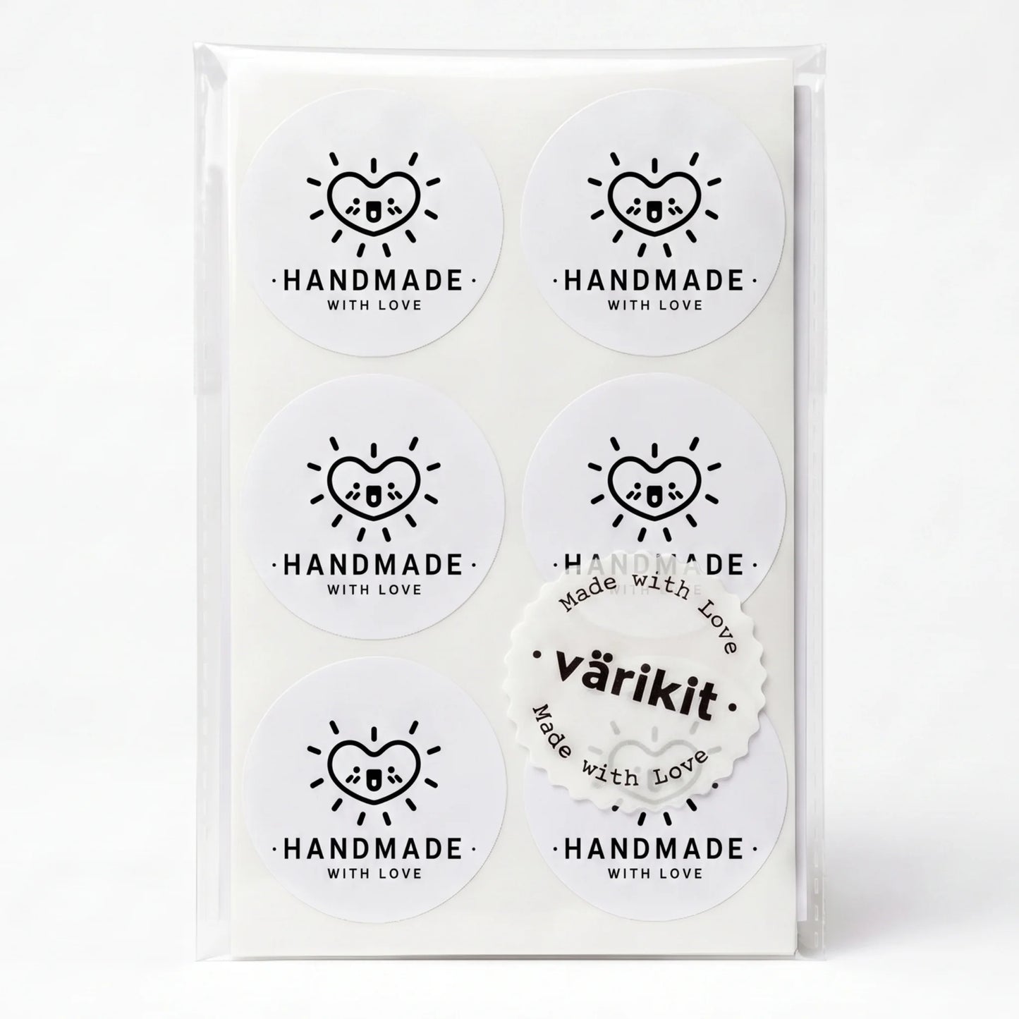Pegatinas divertidas de agradecimiento para pequeñas empresas, corazón radiante sonriente, redondas de 2 pulgadas, 60 etiquetas | Varikit