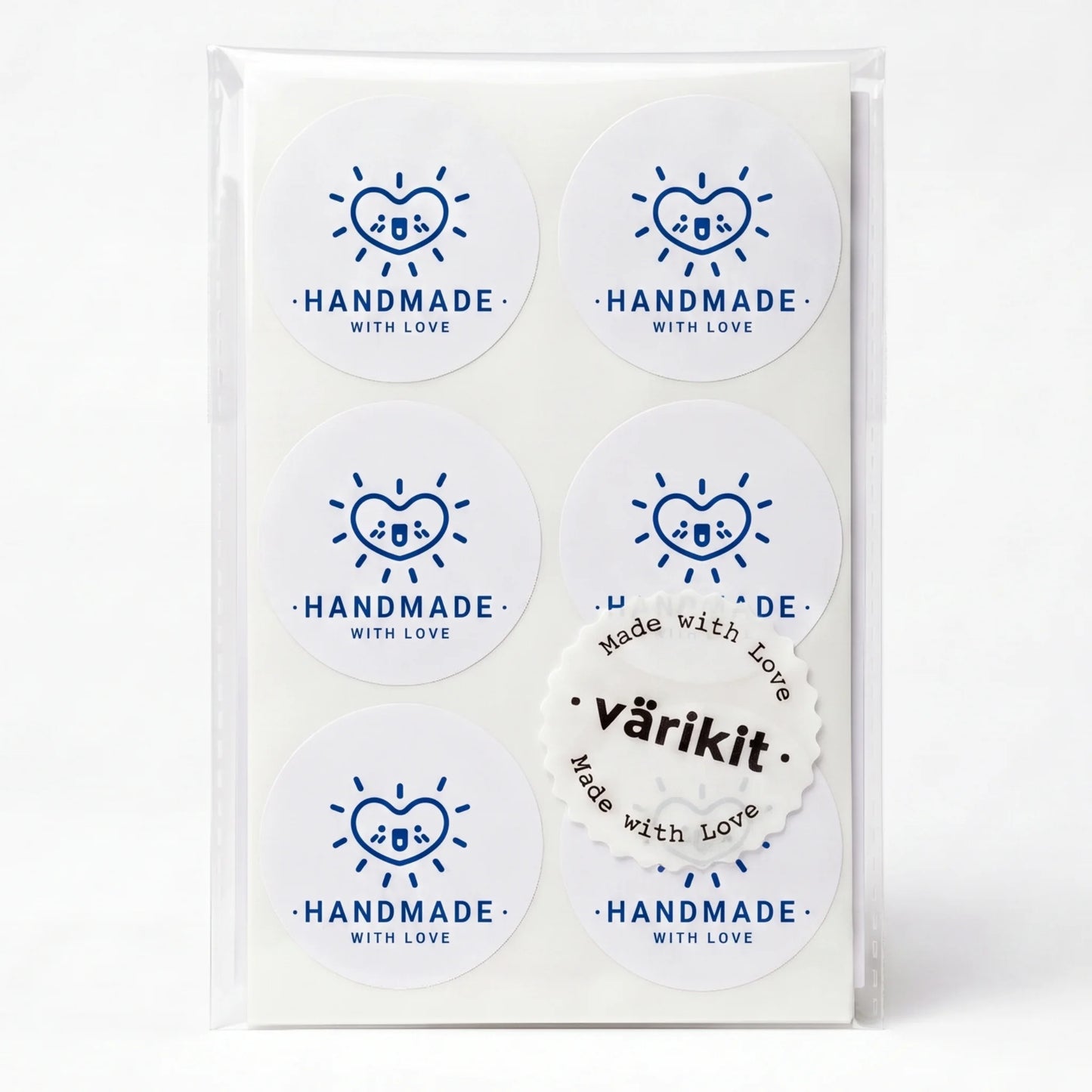 Pegatinas divertidas de agradecimiento para pequeñas empresas, corazón radiante sonriente, redondas de 2 pulgadas, 60 etiquetas | Varikit