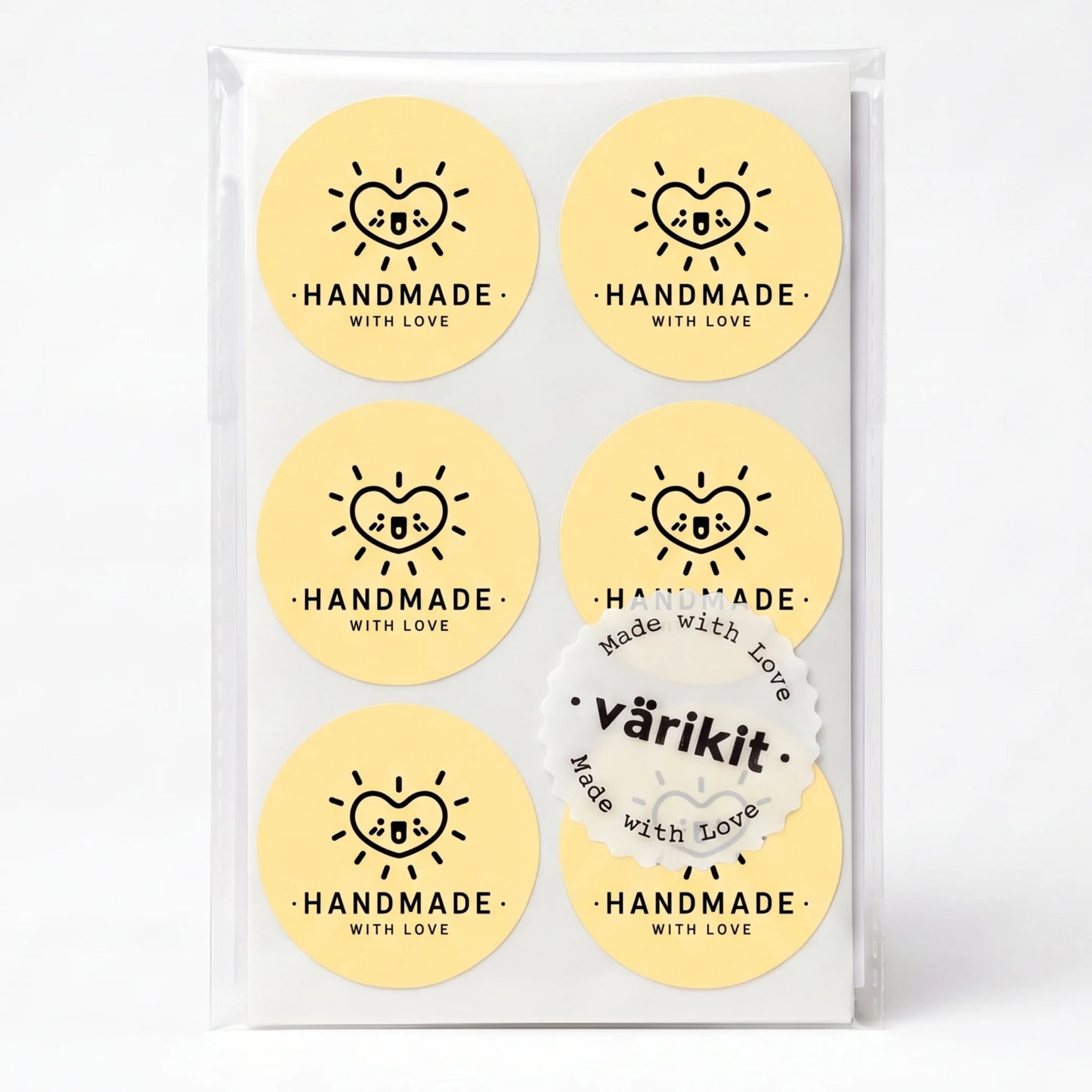 Pegatinas divertidas de agradecimiento para pequeñas empresas, corazón radiante sonriente, redondas de 2 pulgadas, 60 etiquetas | Varikit