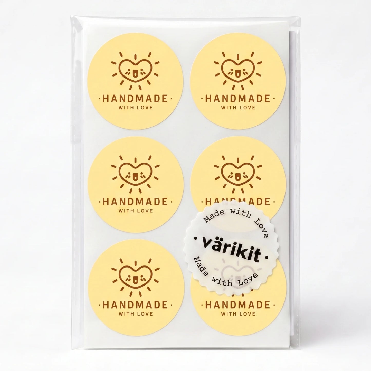 Pegatinas divertidas de agradecimiento para pequeñas empresas, corazón radiante sonriente, redondas de 2 pulgadas, 60 etiquetas | Varikit