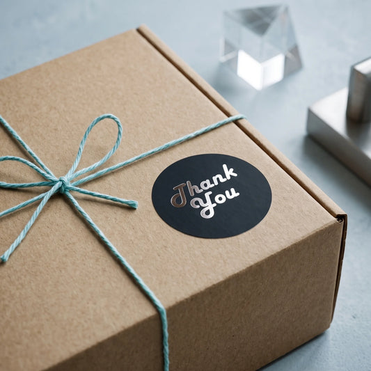 Minimalist Thank You Stickers for Small Business, Bold Square Frame, 2-Inch Round, 60 Labels | Varikit