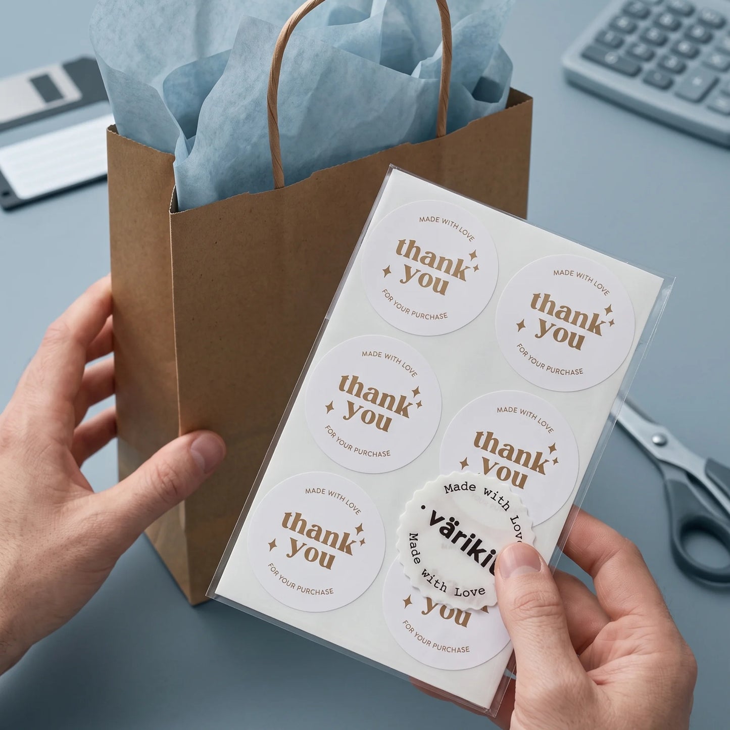 Thank You Stickers for Small Business, Retro Star Design, 2-Inch Round, 60 Labels | Varikit