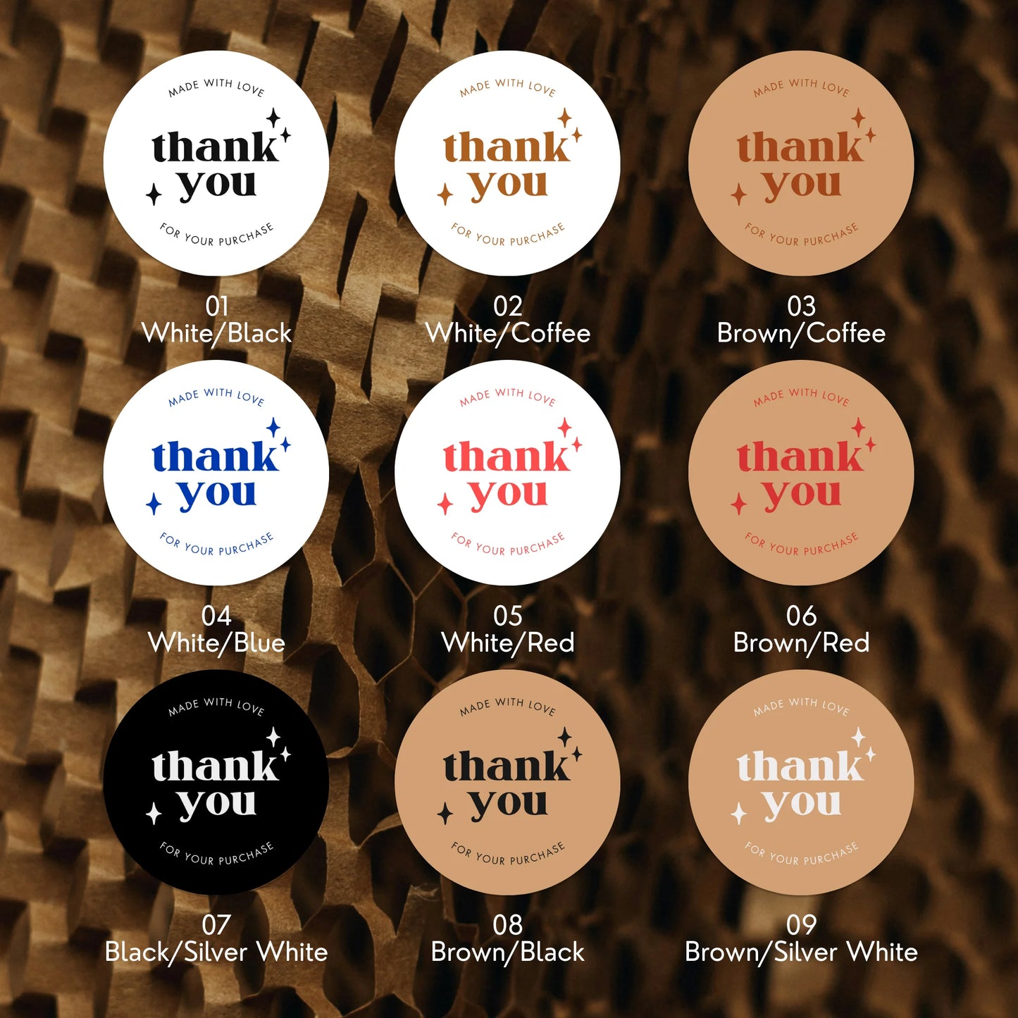 Thank You Stickers for Small Business, Retro Star Design, 2-Inch Round, 60 Labels | Varikit