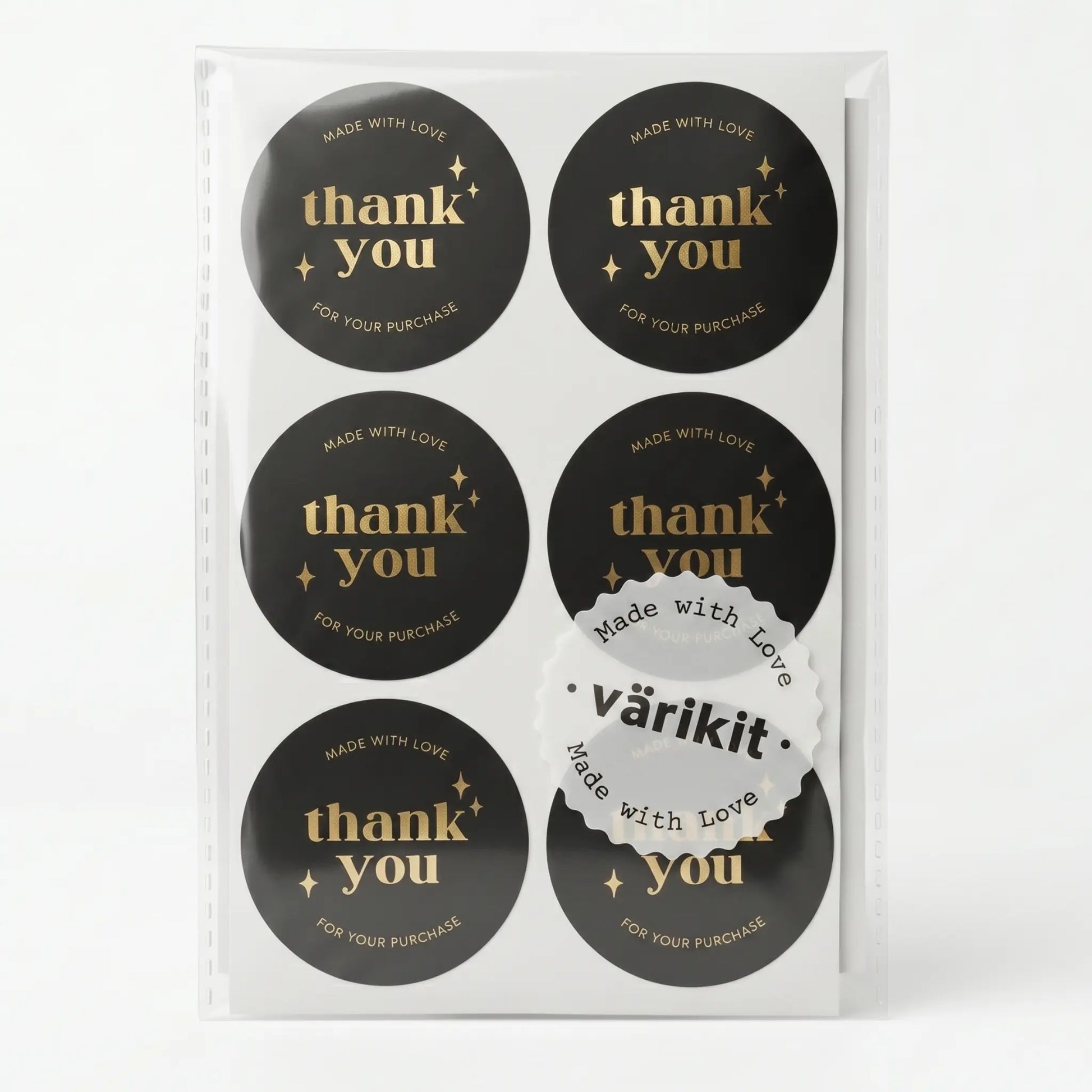 Black and gold foil retro star thank you sticker