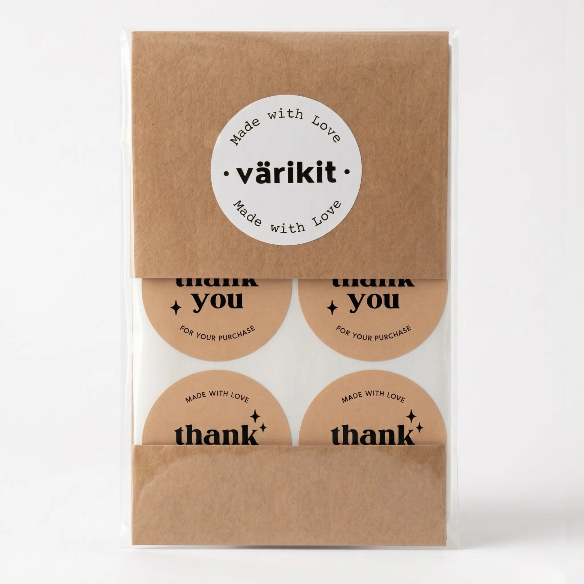 Retro star thank you sticker in brown and black