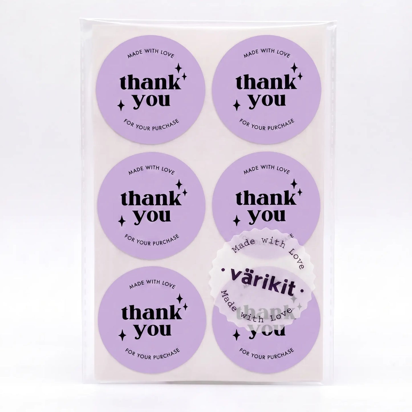 Purple and black retro star thank you sticker