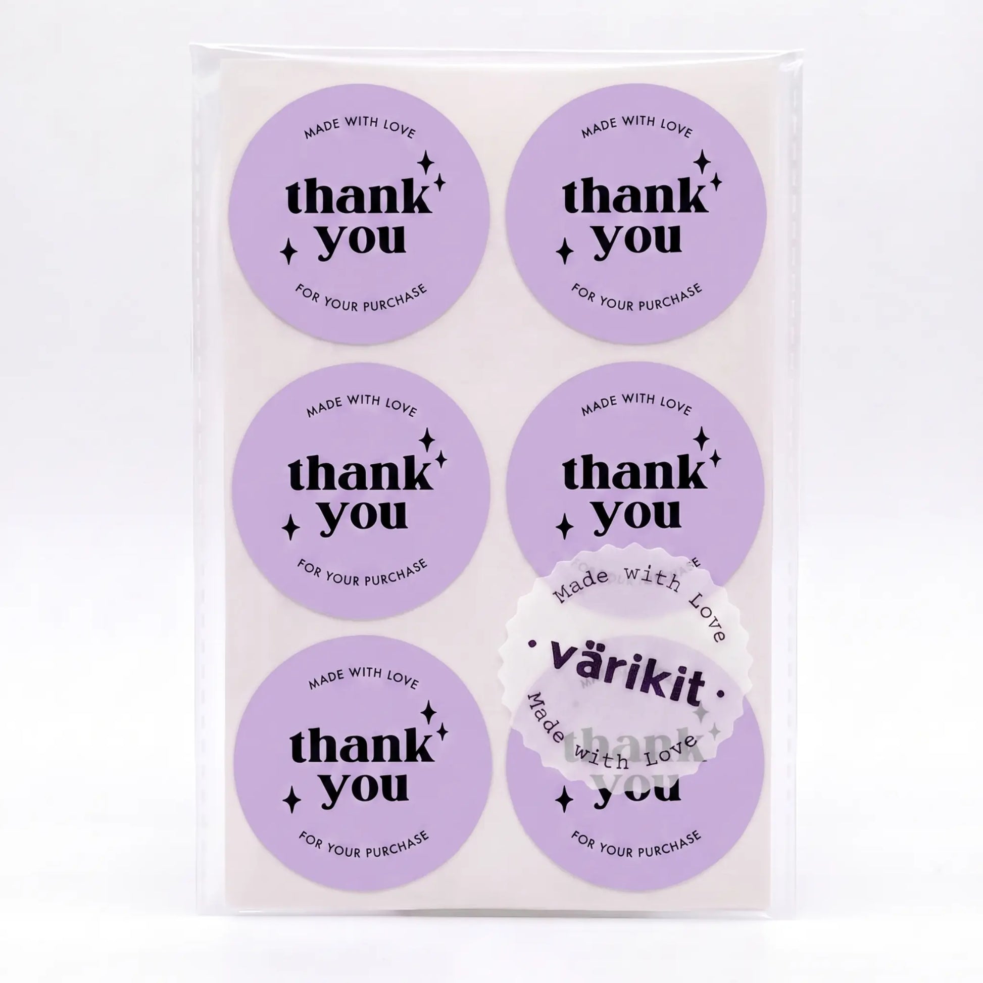 Purple and black retro star thank you sticker