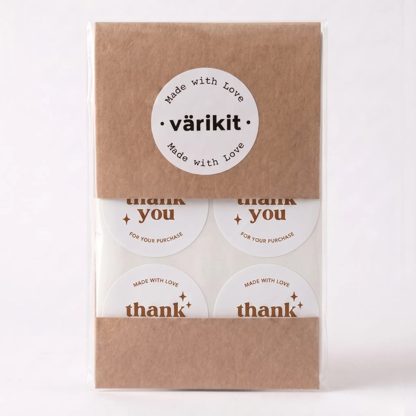 Retro star thank you sticker in white and coffee