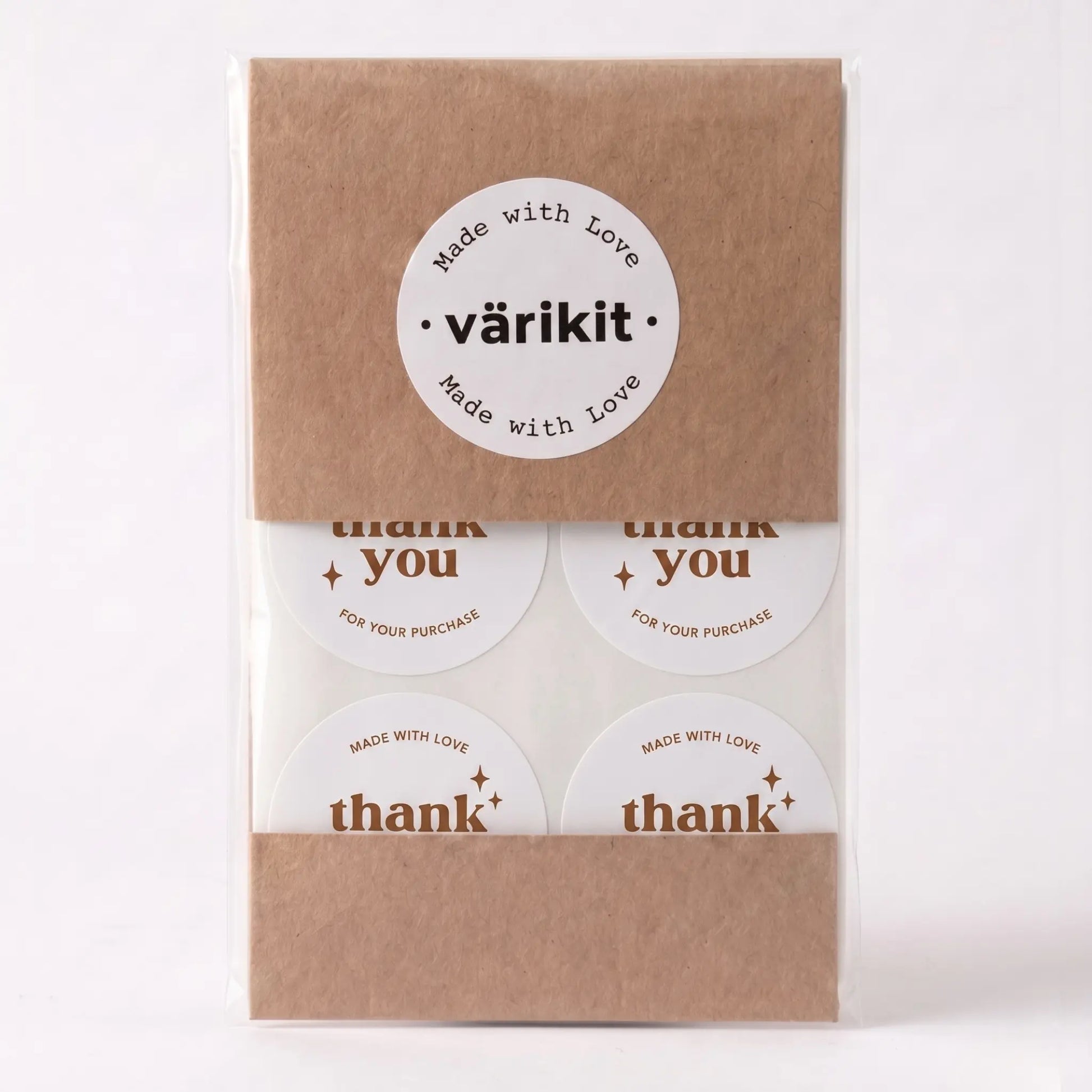 Retro star thank you sticker in white and coffee