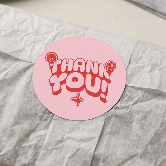 Retro Playful Thank You Stickers for Small Business, Smiley Daisy, 2-Inch Round, 60 Labels | Varikit